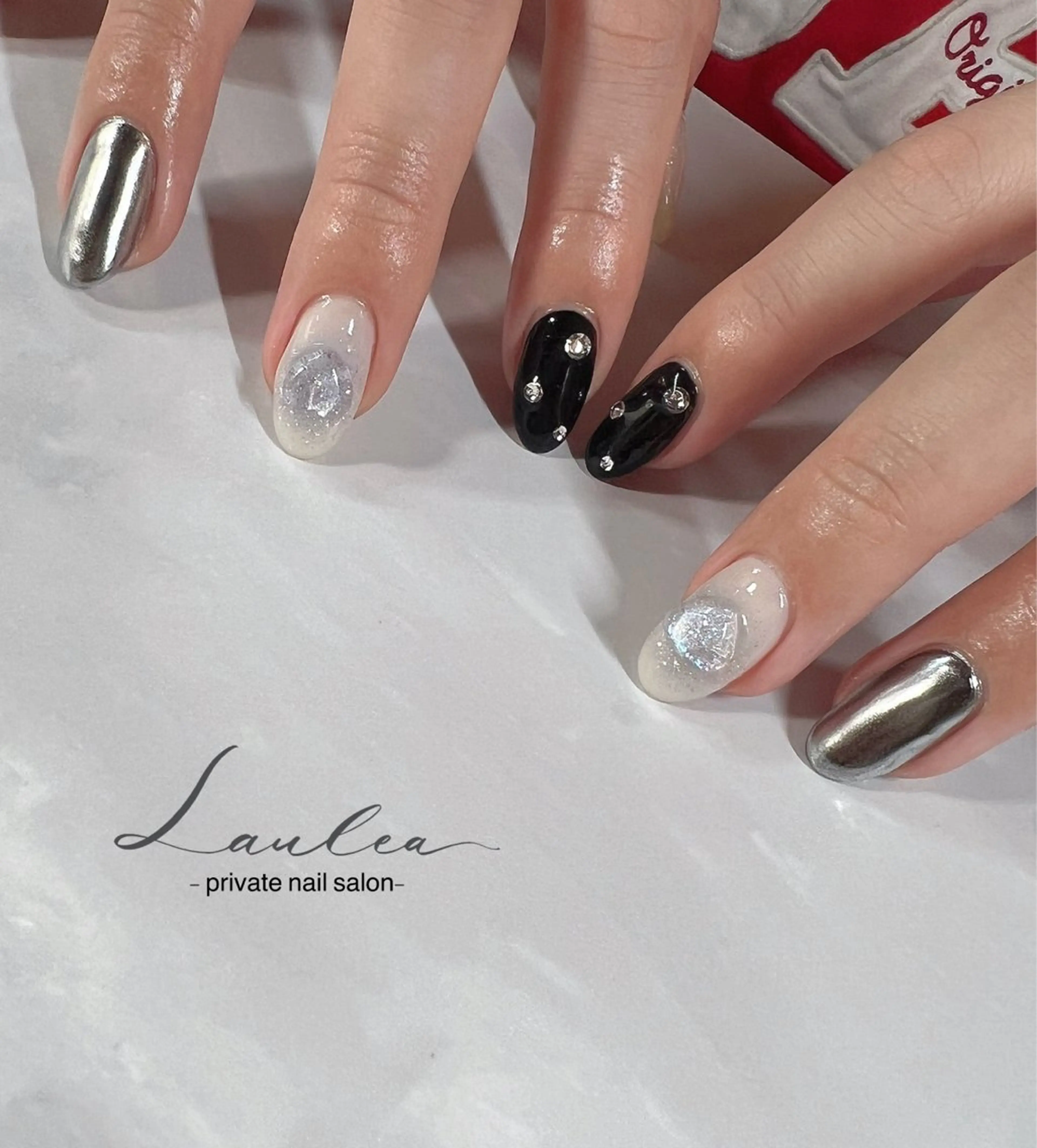 ネイル フットネイル ジェルネイル ハート 韓国ネイル ミラーネイル ハンドネイル nail salon Lauleaのネイルデザイン