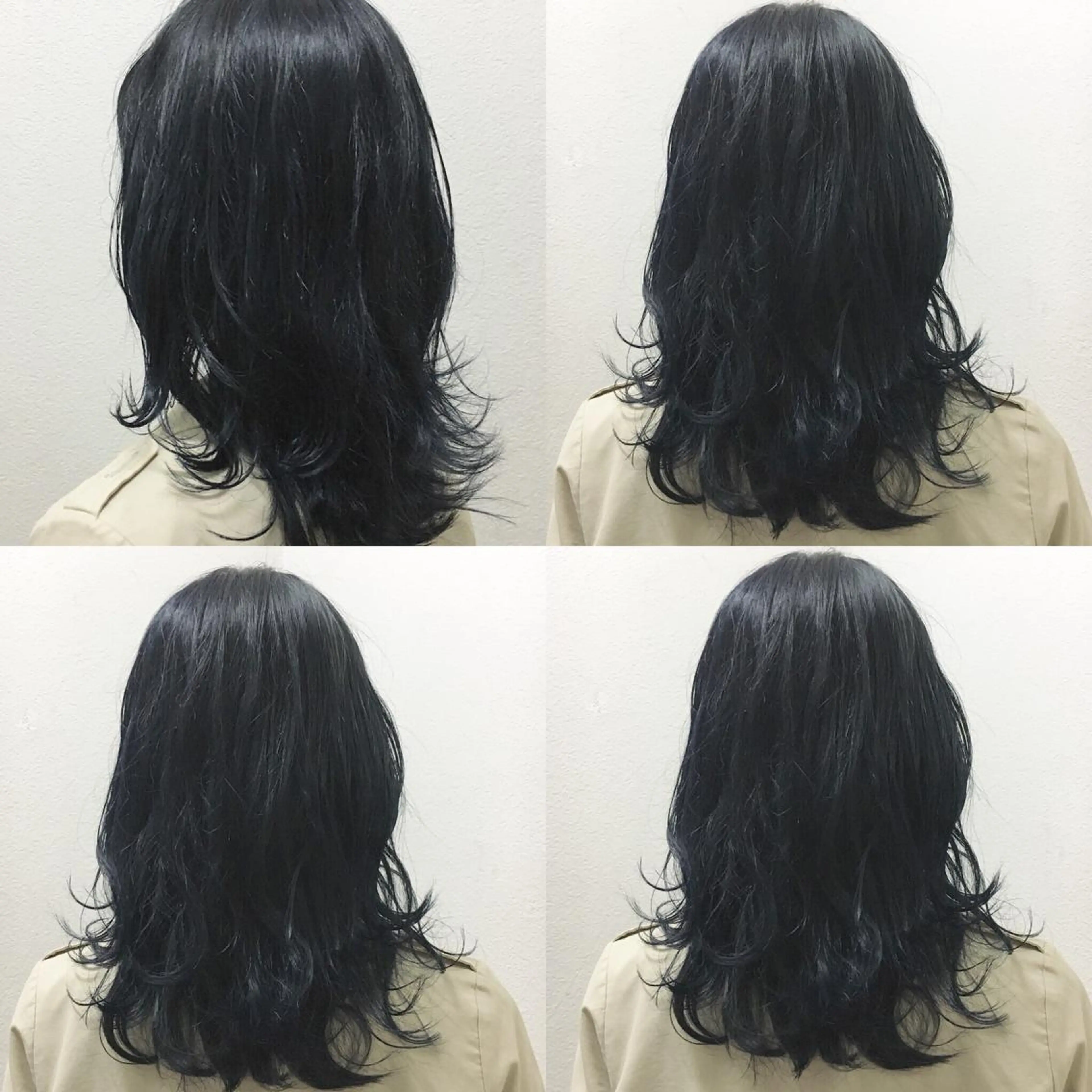ミディアム カラー アッシュ 黒髪 ブリーチ 透明感カラー ダークグレー JIL BLAN 京都のヘアスタイル