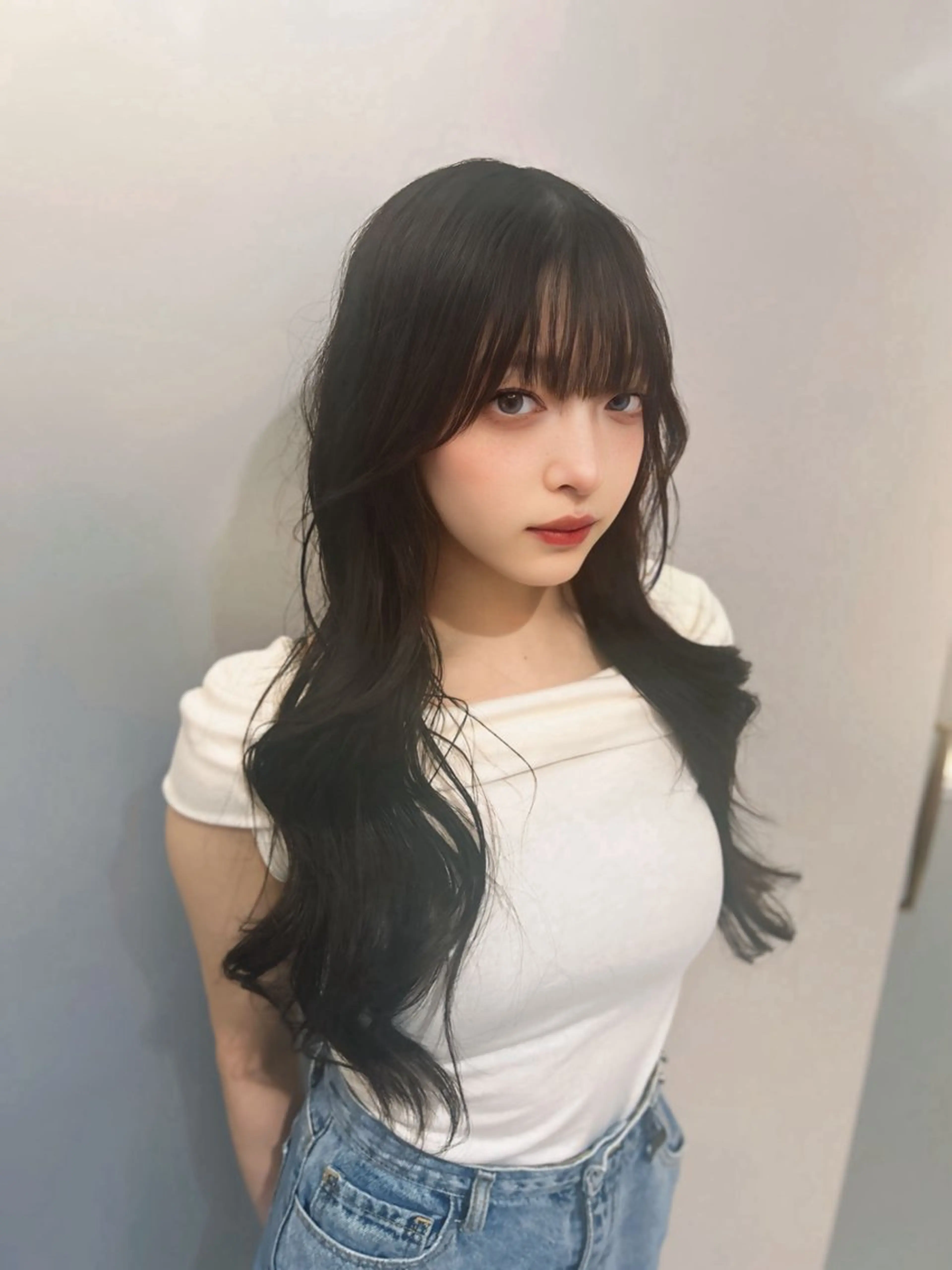 ロング カラー ダークグレー 髪質改善 レイヤーカット カット ヘアカラー トリートメント 韓国レイヤー ×髪質改善✨純大のヘアスタイル
