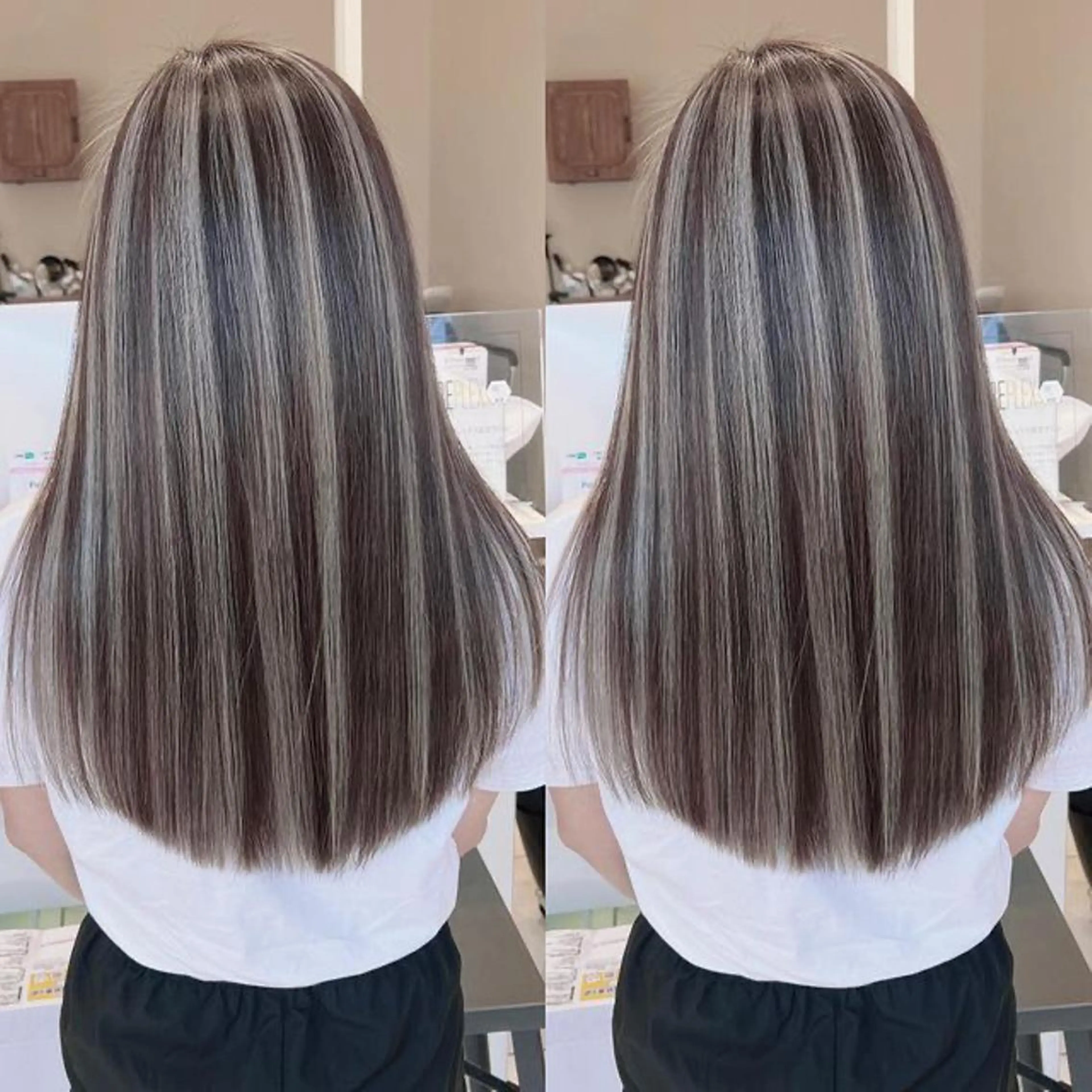 ロング カラー ブリーチ ケアブリーチ ハイライトカラー インナーカラー ハイライト ヘアカラー オフホワイトアンドなんば所属・福西 洋斗のヘアスタイル