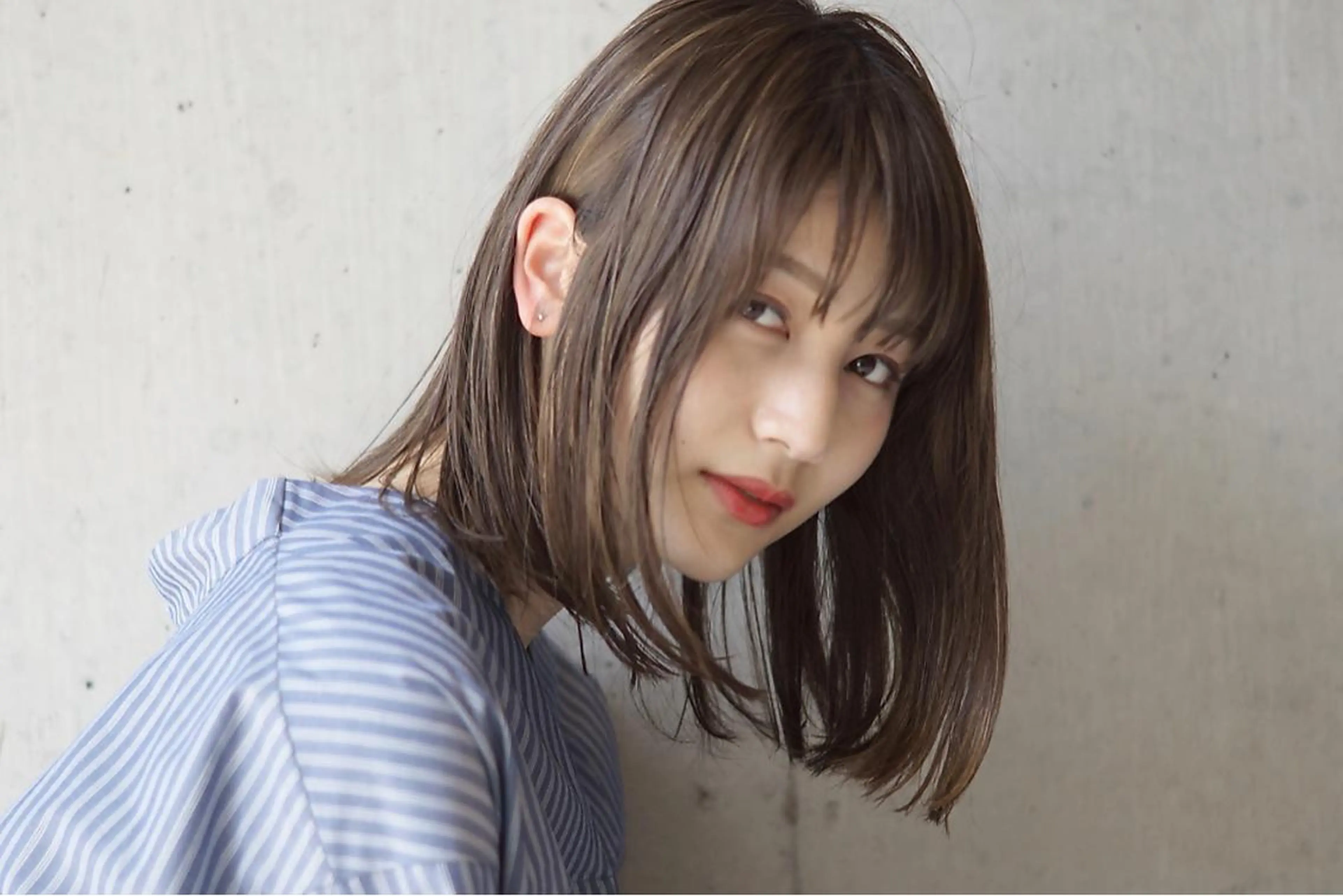 セミロング カラー カット ヘアカラー 透明感/ ハイライト/竹中涼のヘアスタイル