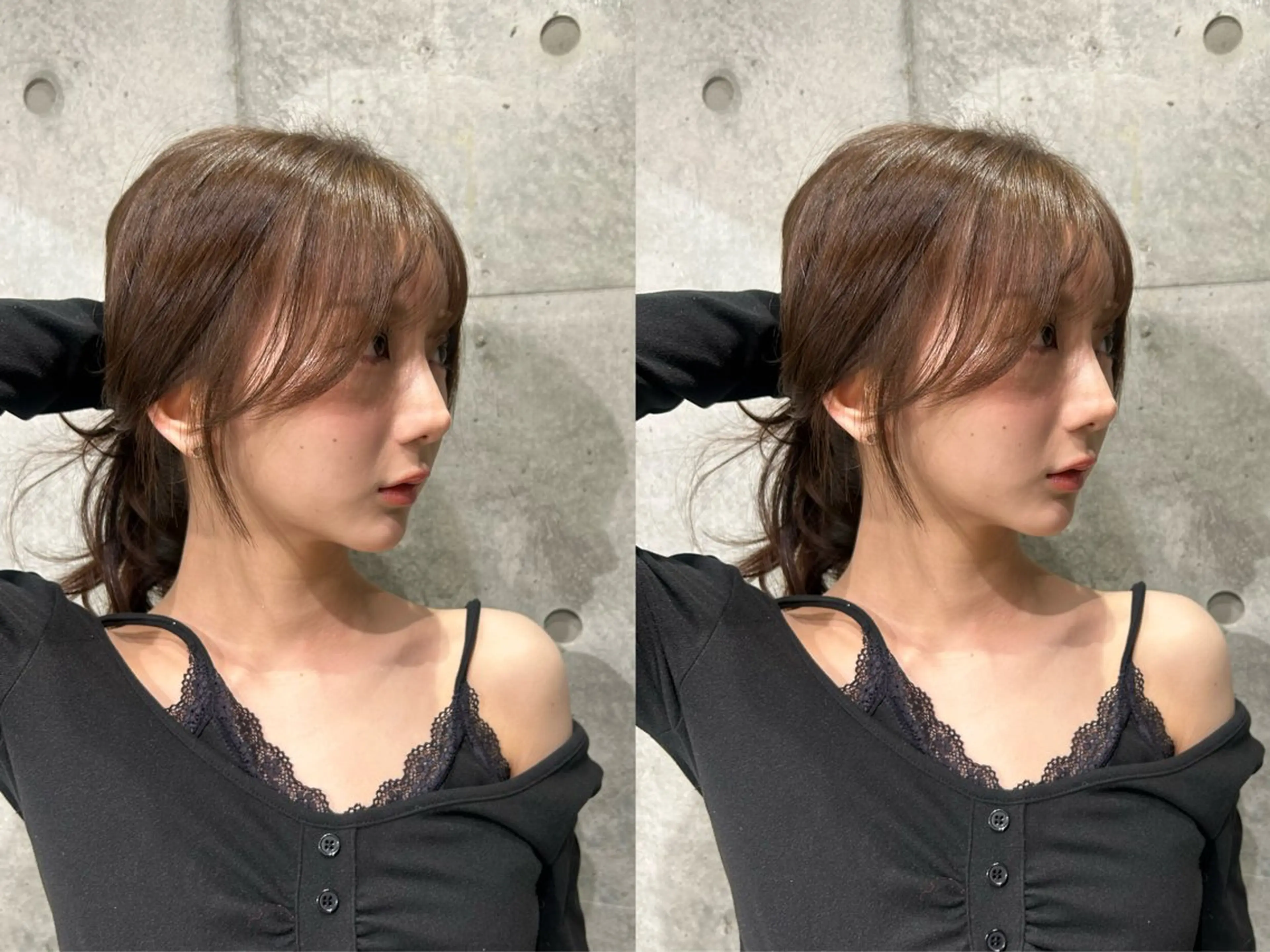ミディアム カラー ヘアアレンジ ヘアカラー トリートメント ふみか🎀 ベージュカラーのヘアスタイル