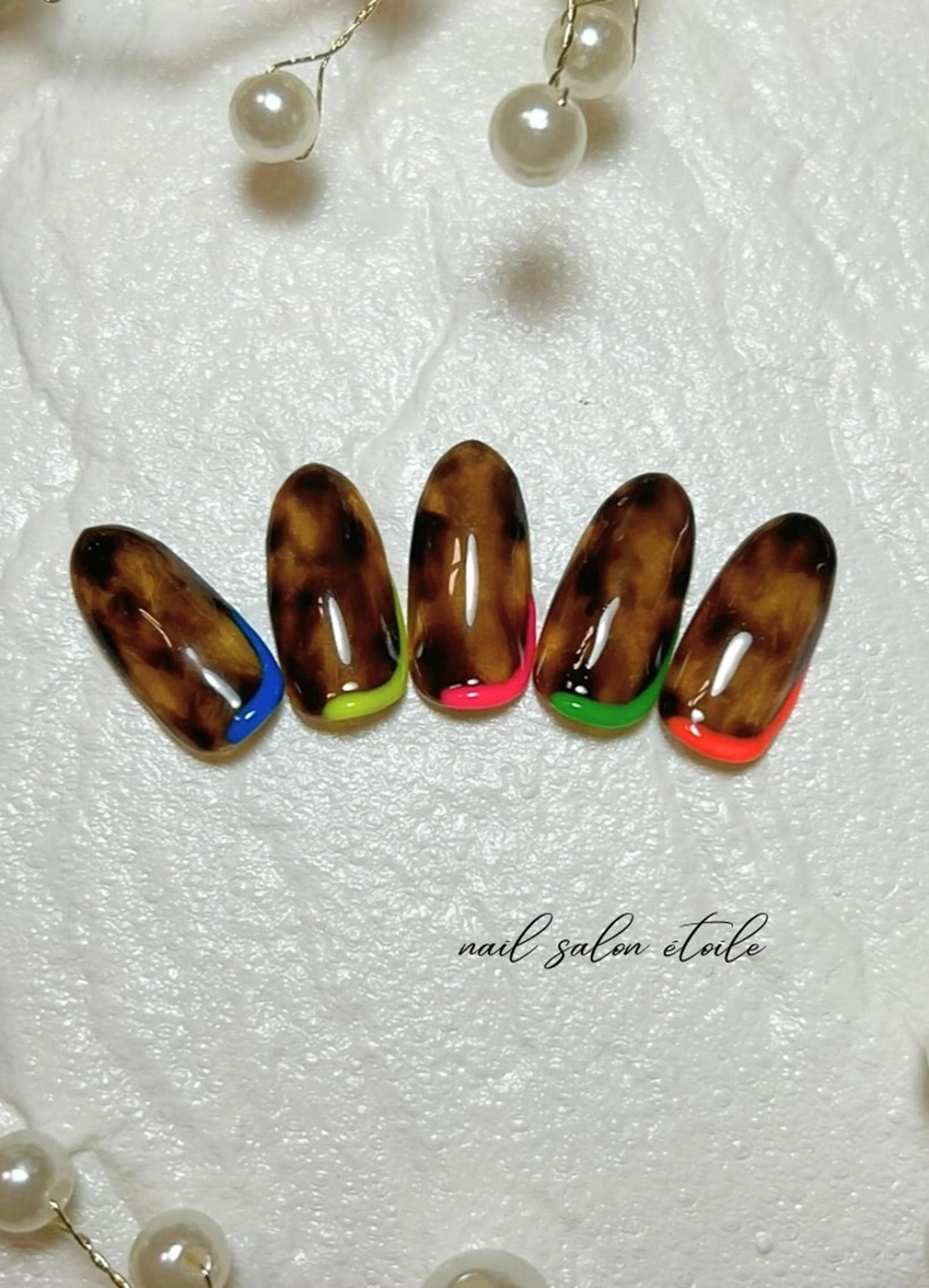 ネイル べっ甲ネイル ブラウン ハンドネイル nail salon étoileのネイルデザイン