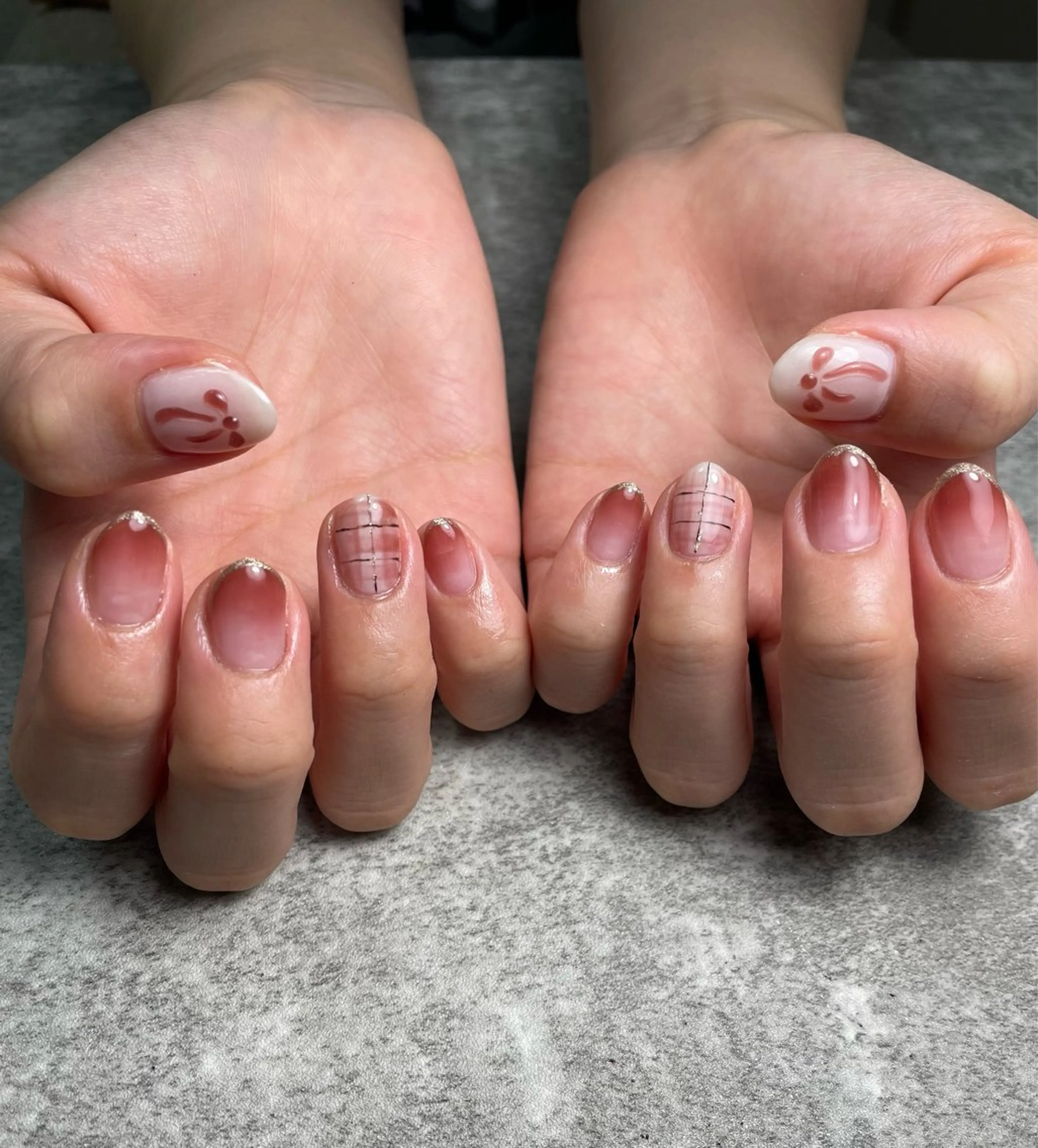 ネイル ぷっくりネイル リボン ハンドネイル RISA joie nailのネイルデザイン