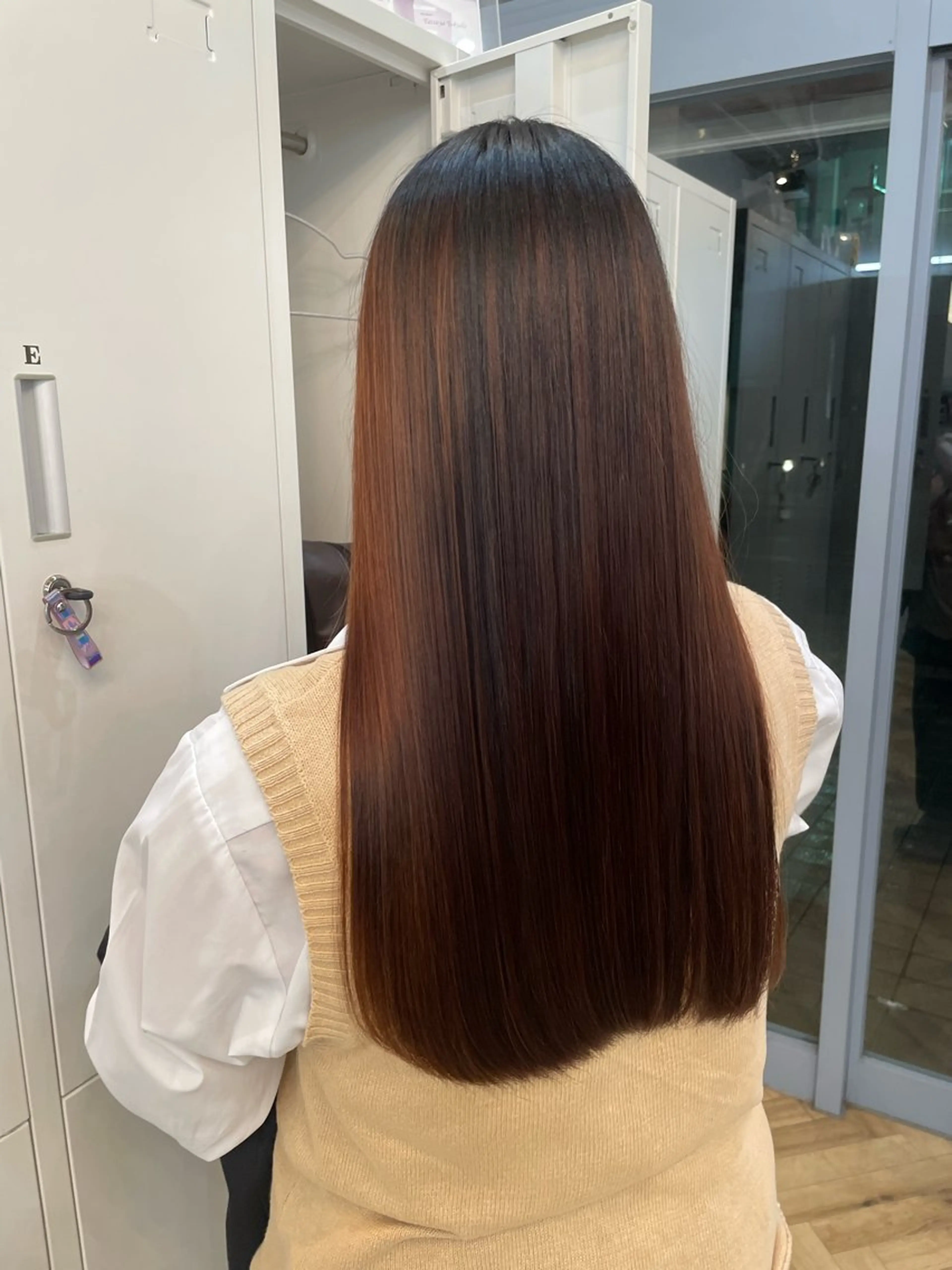 ロング パーマ 酸性ストレート ストレートパーマ 似合わせカットカラー 本厚木/ナカノユウのヘアスタイル