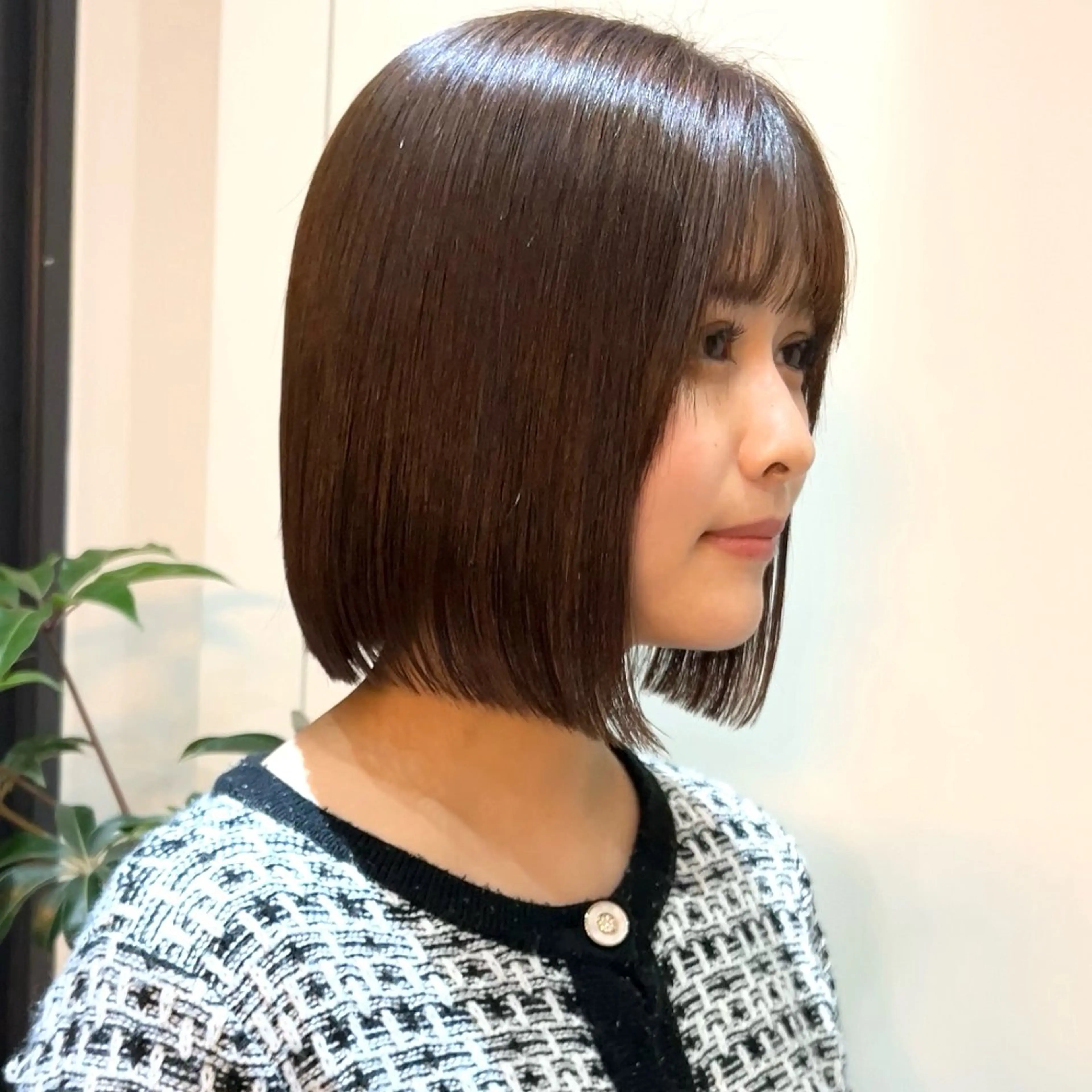 ミディアム カラー 縮毛矯正 カット トリートメント ボブ/くびれボブ/ 髪質改善/Ru-kaのヘアスタイル