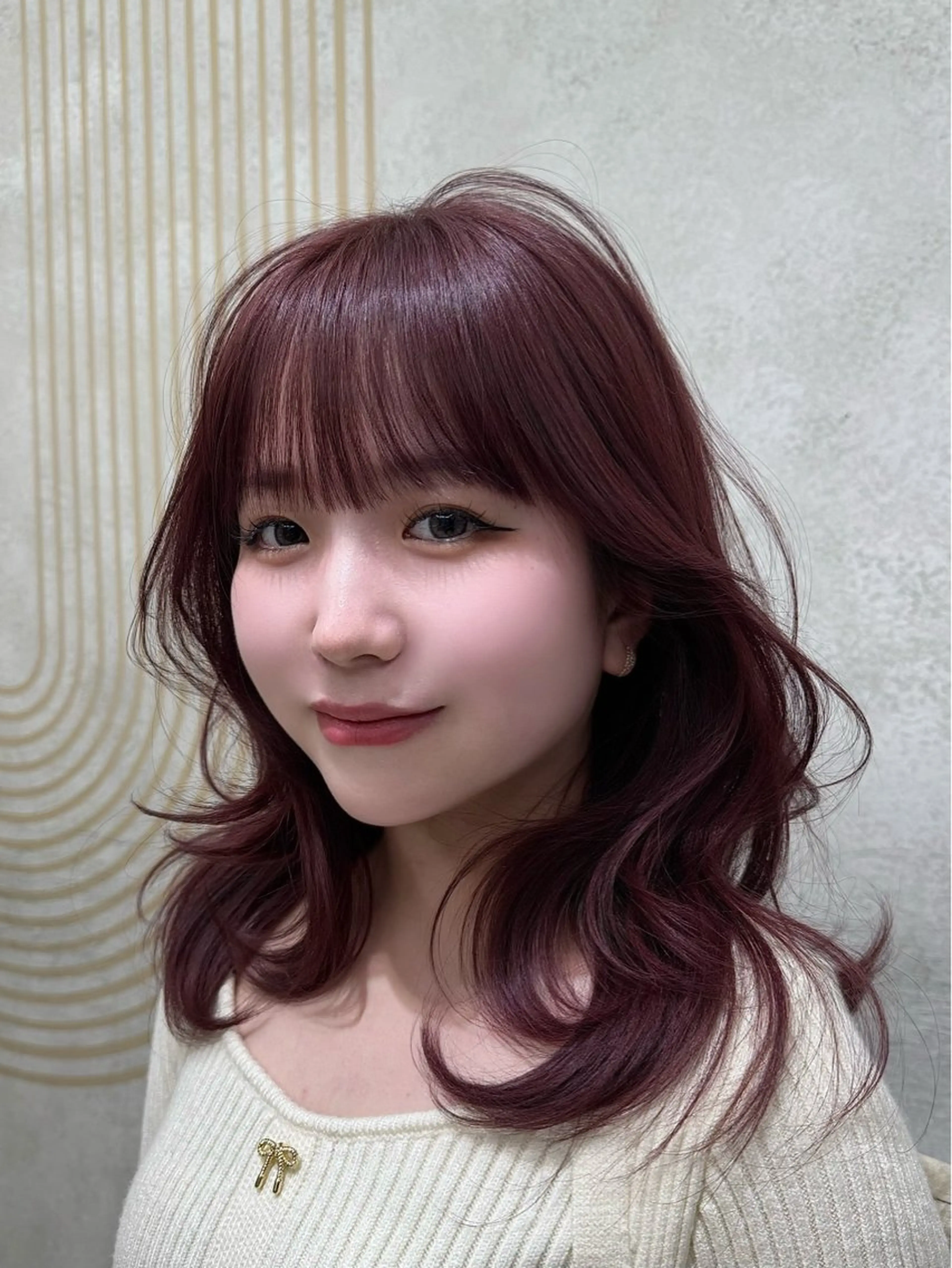 セミロング 韓国風ヘア レイヤーカット 福田 稜のヘアスタイル