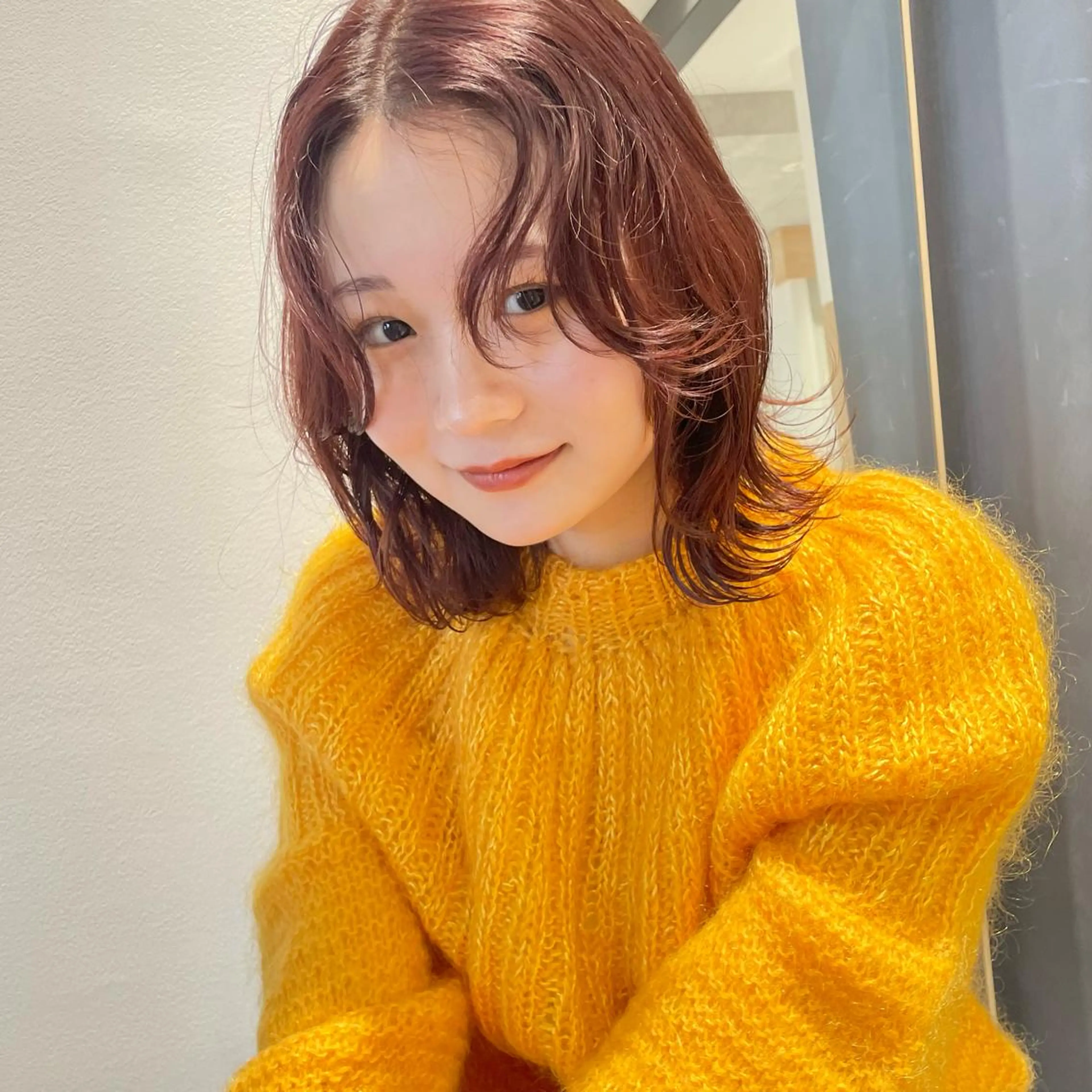 ミディアム カラー ブラウンカラー カシス カット ヘアカラー トリートメント 🍊暖色×顔周り 🍊cocoroのヘアスタイル