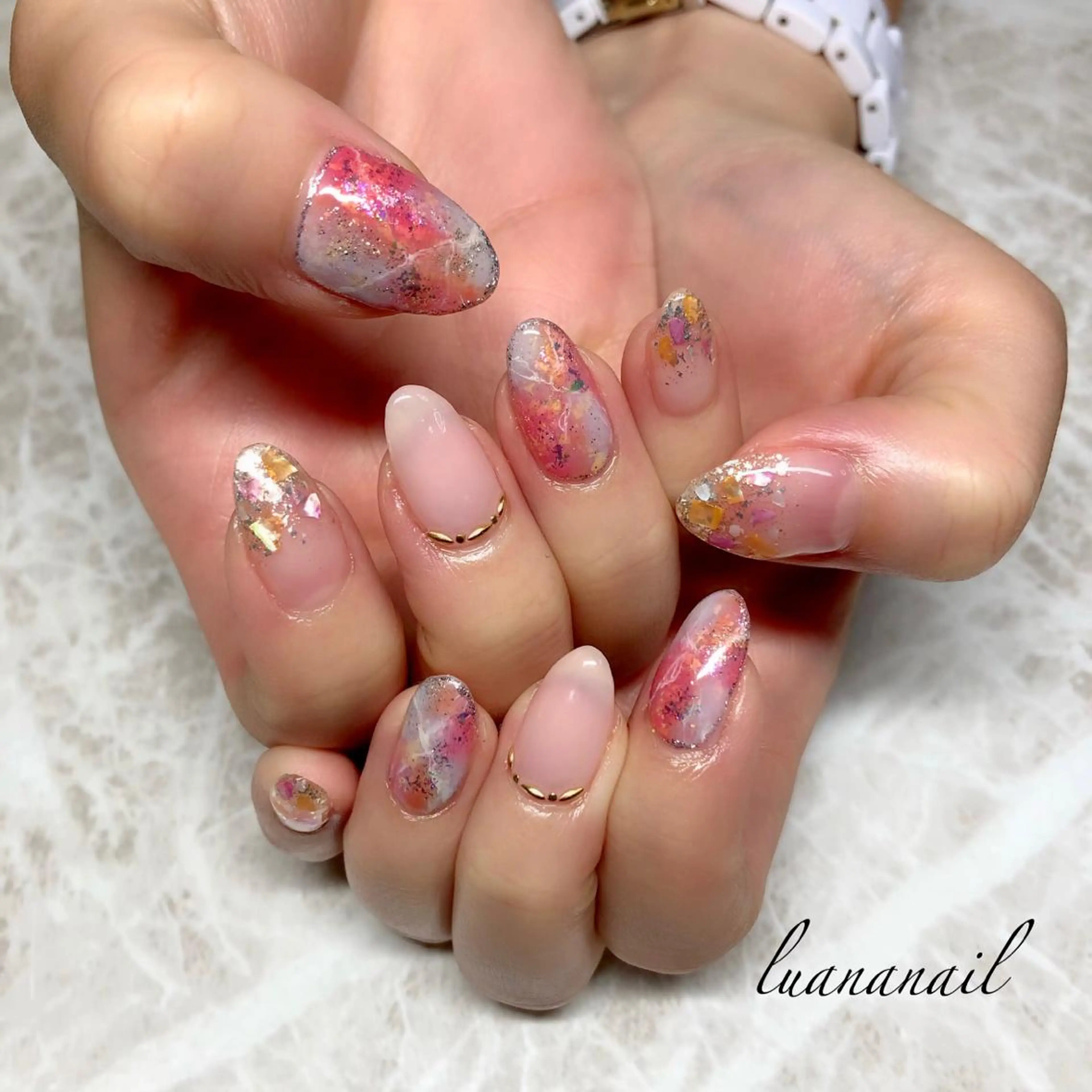 ネイル 大理石ネイル(マーブル) ハンドネイル luana nailのネイルデザイン