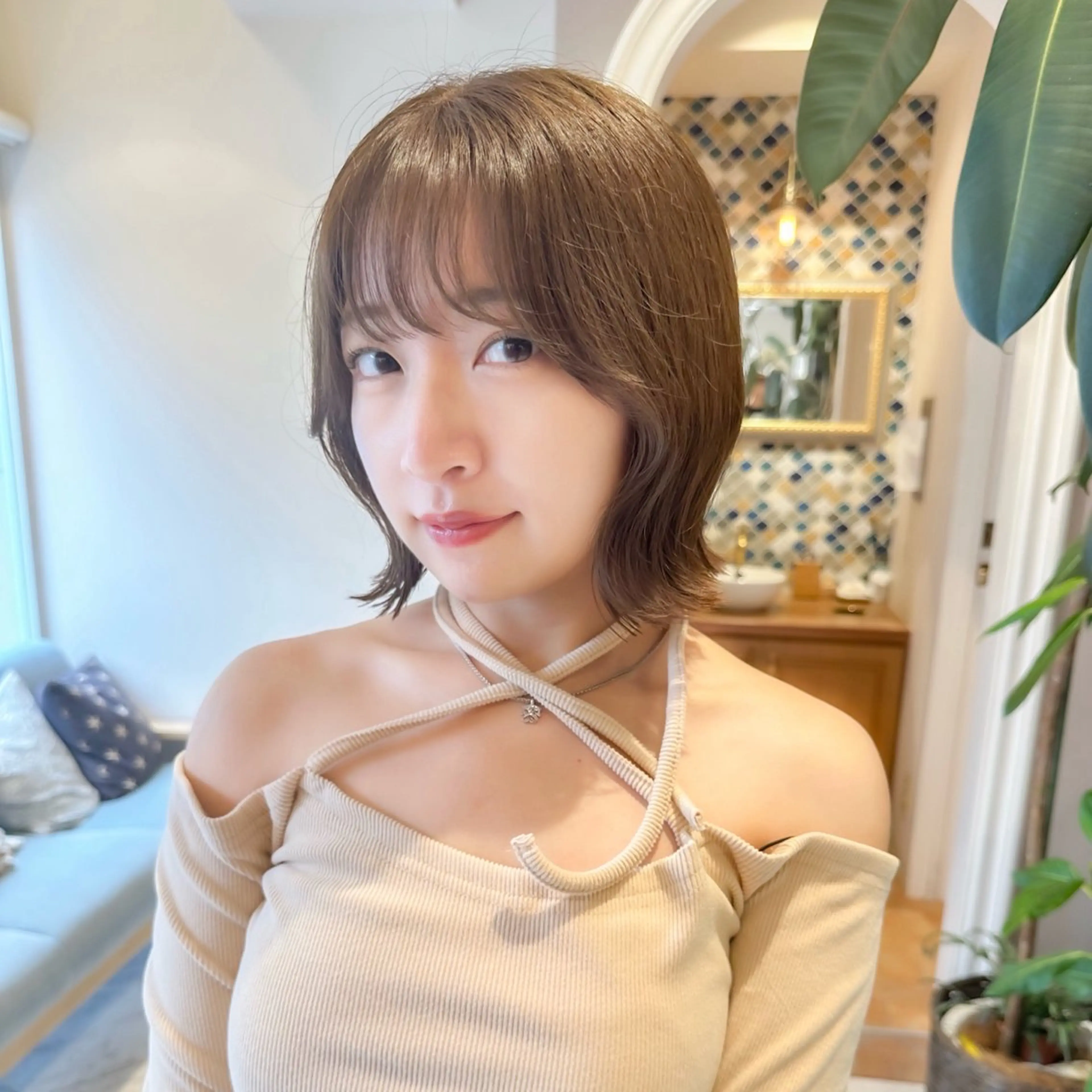 ショート カラー カット ヘアカラー トリートメント ボブ韓国風レイヤー 錦糸町/畠中ケントのヘアスタイル