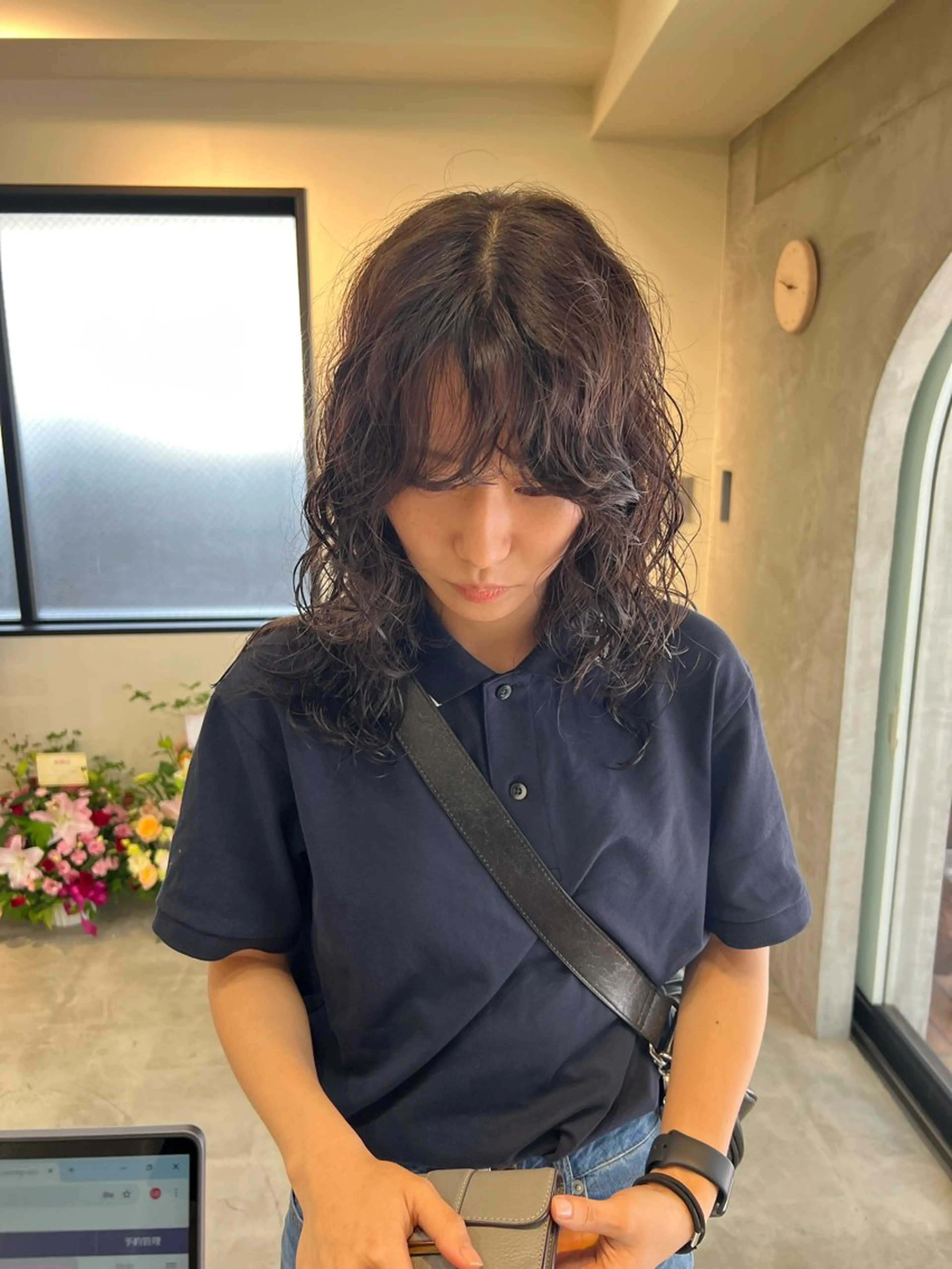 ミディアム パーマ ウルフ、ボブ美容師 今井のヘアスタイル