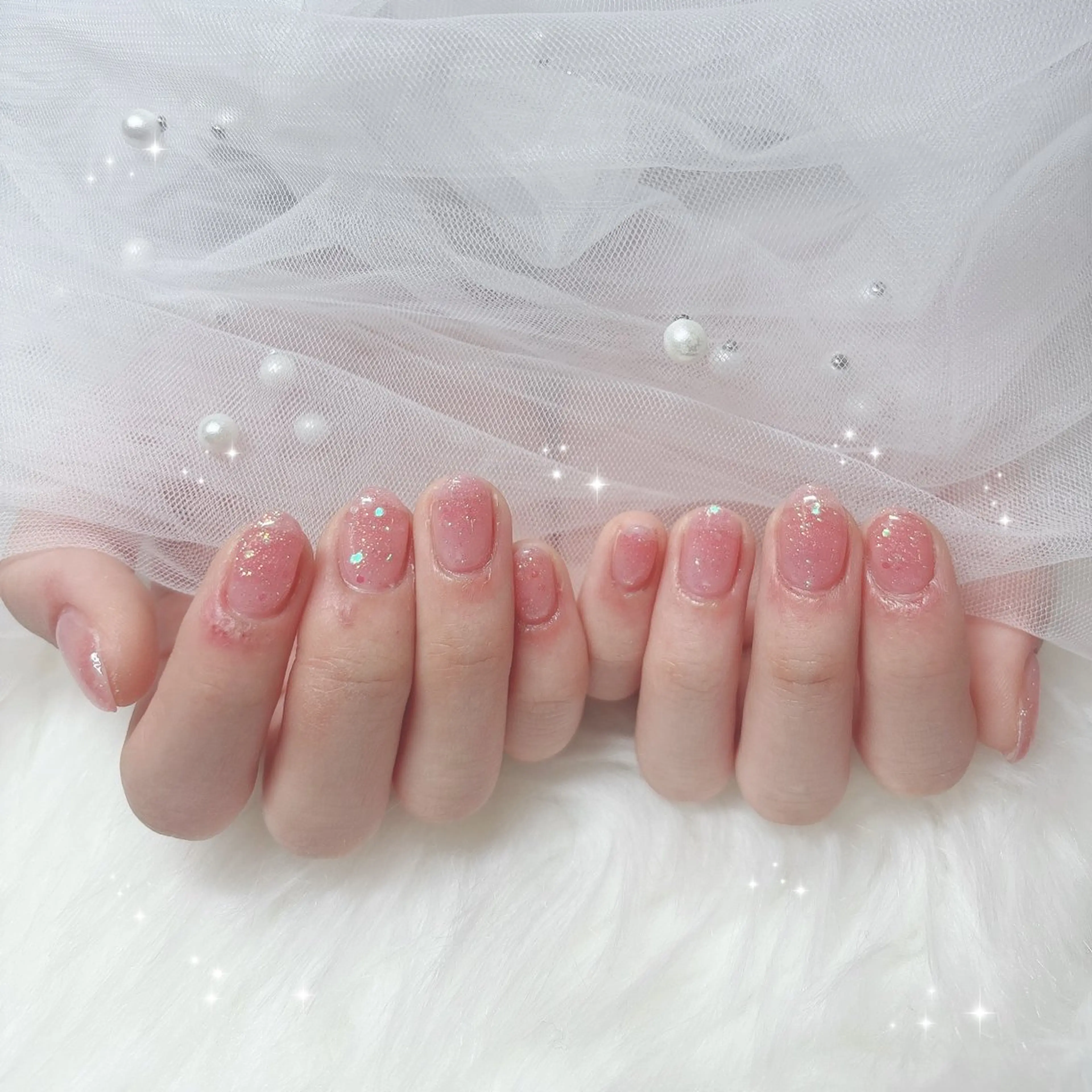 ネイル ラメ(グリッター) ピンク aba nail ♡ akuaのネイルデザイン