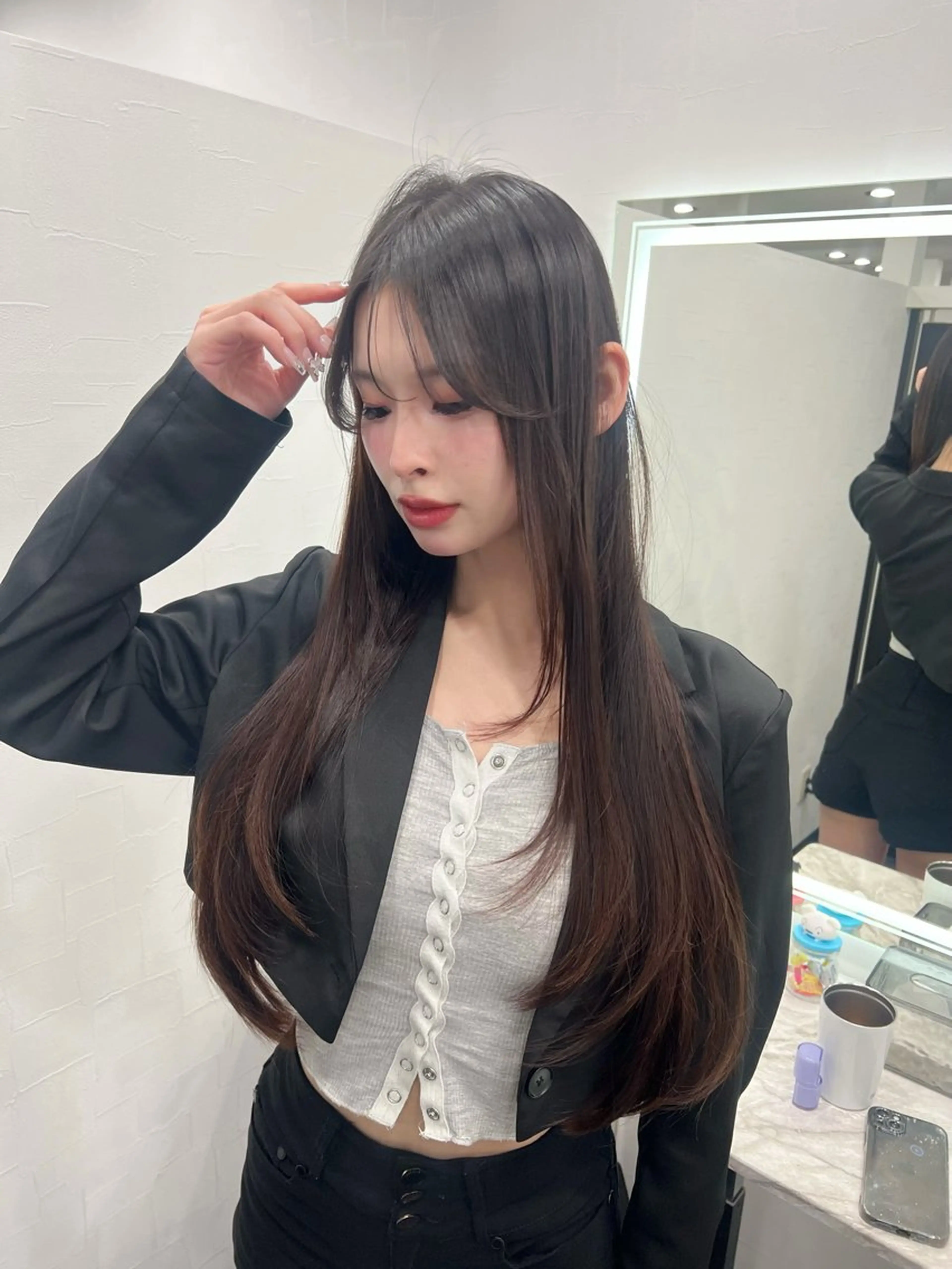 ロング カット ヘアカラー トリートメント 銀座/韓国/ワンホン 🤍艶髪🖤nahoのヘアスタイル