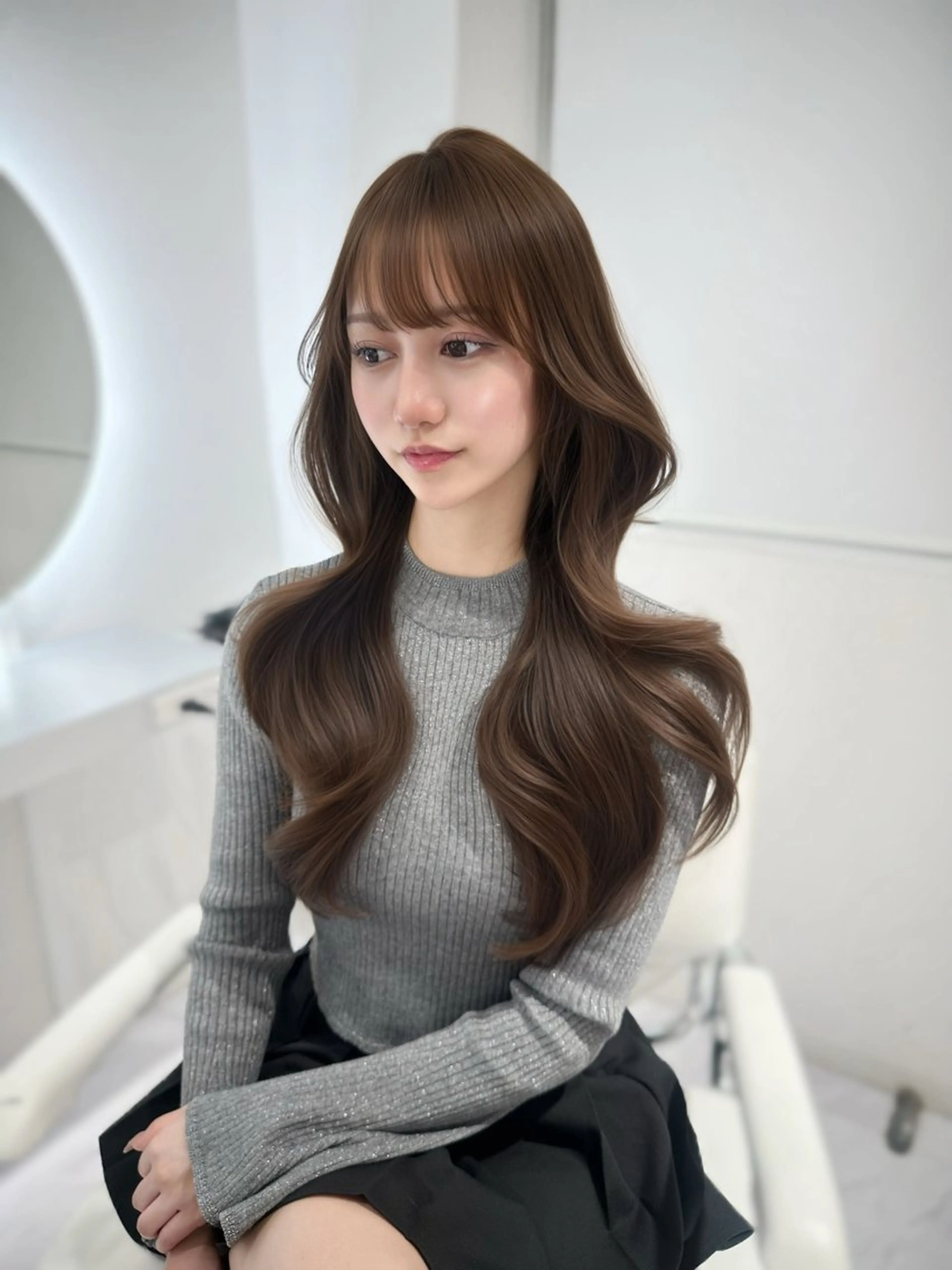 ロング カラー カット ヘアカラー 上野/韓国hair 🤍MOEKA🤍のヘアスタイル
