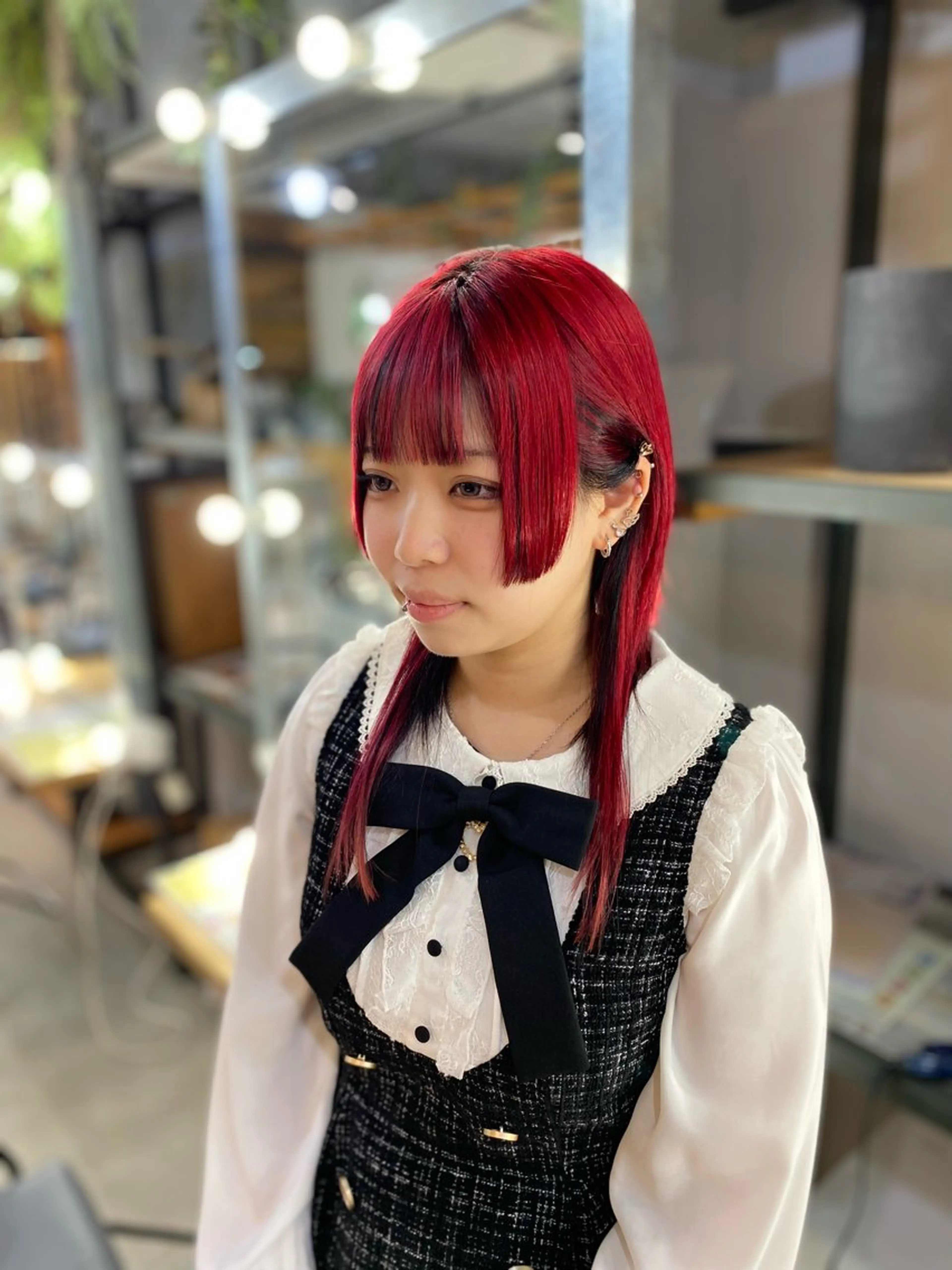 ロング カラー 黒髪 レッドカラー 伊藤 裕也のヘアスタイル