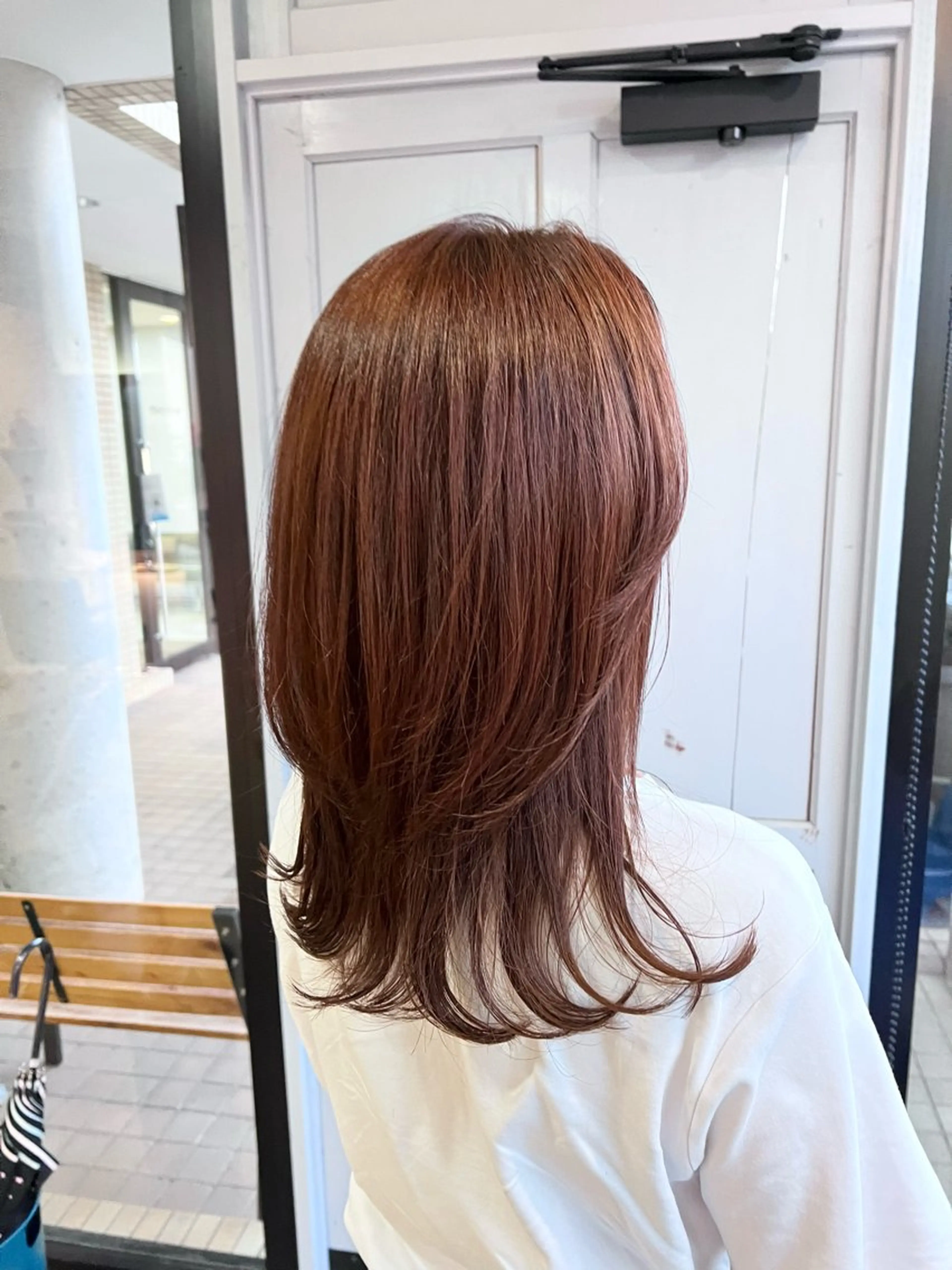 ロング カラー ブラウンカラー ピンクカラー ピンクブラウン カット ヘアカラー トリートメント ツキダテ ユイのヘアスタイル