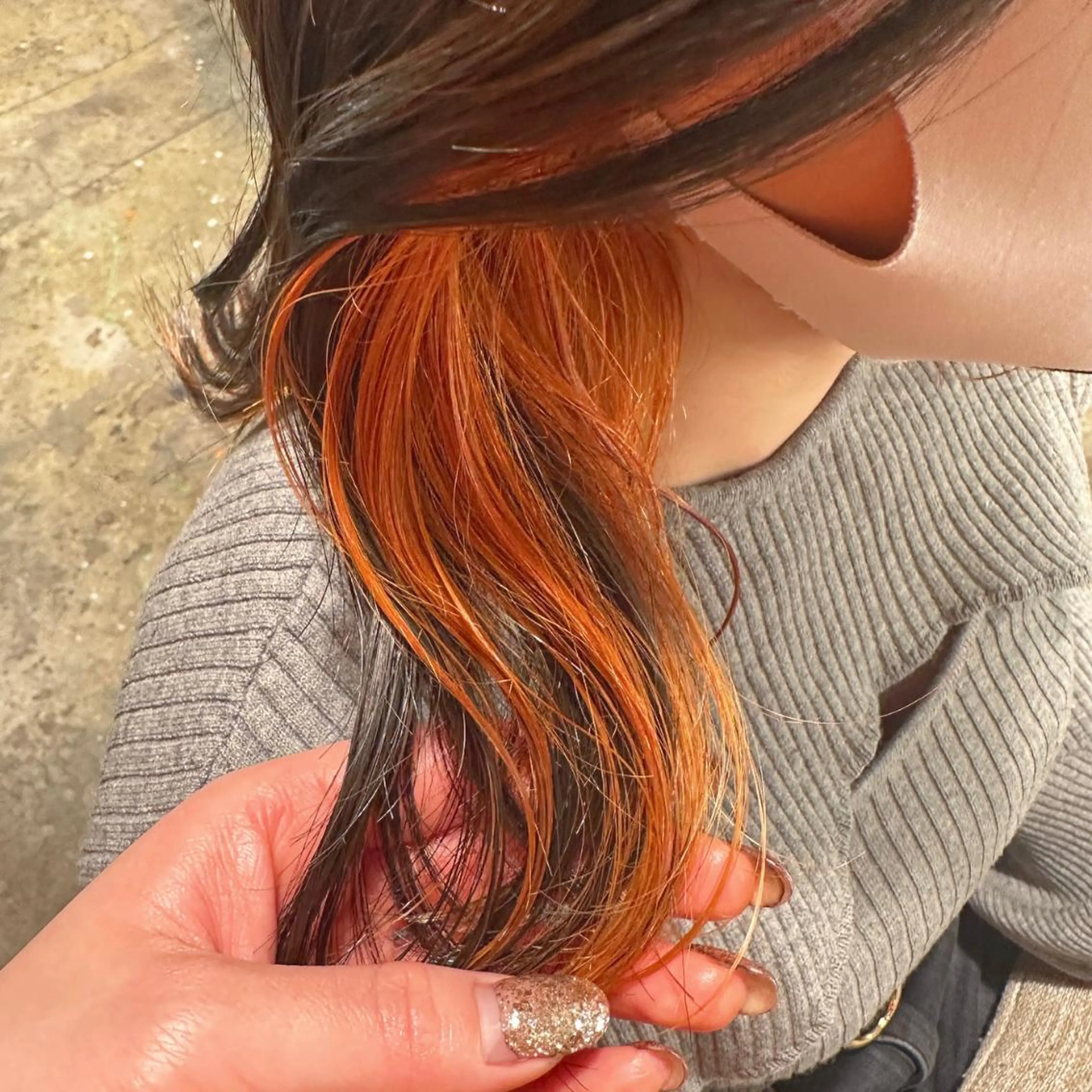 セミロング カラー ヘアアレンジ ベージュカラー オレンジ 🇰🇷韓国スタイル レイヤー/ayanaのヘアスタイル