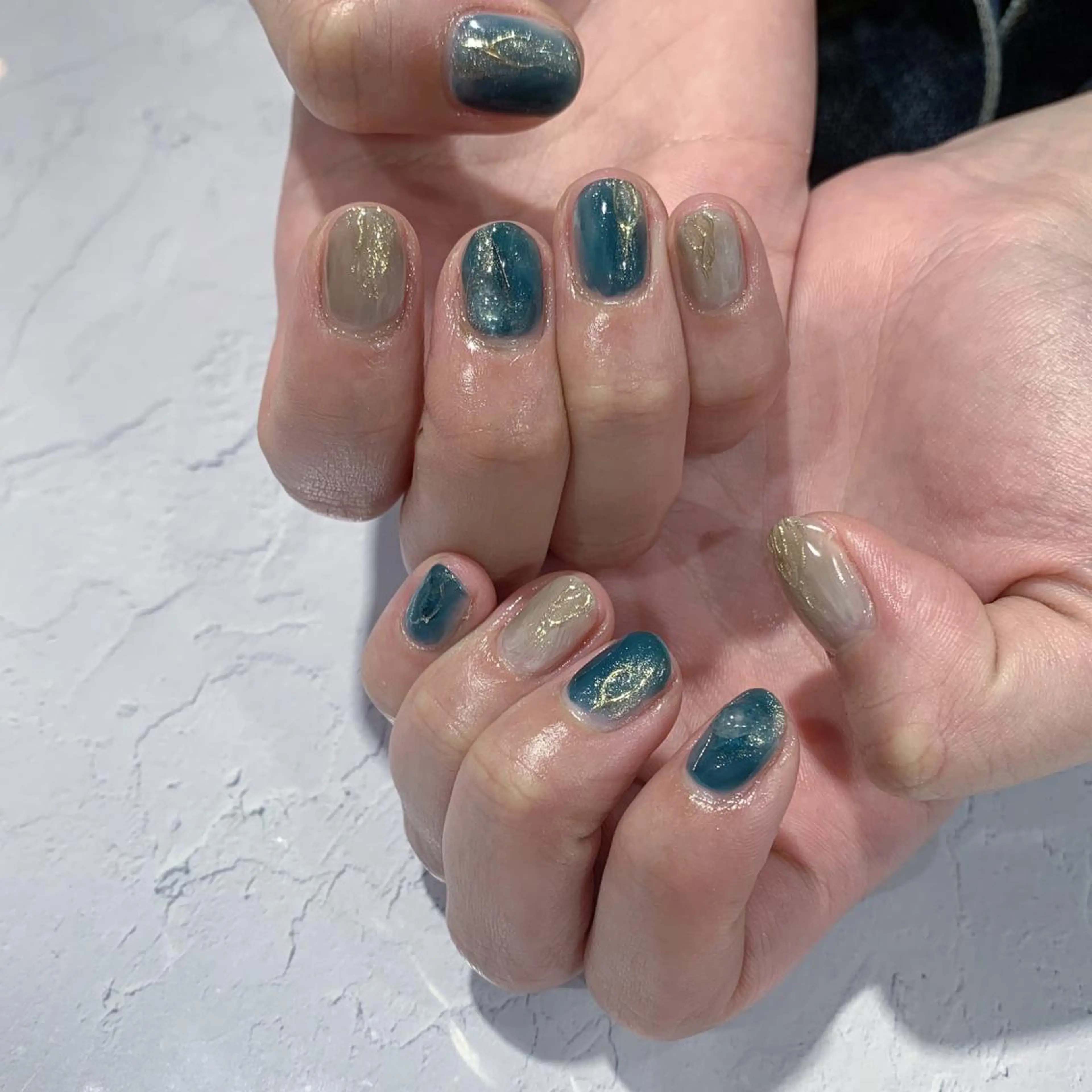 ネイル ブルー 持ち込み ハンドネイル 鈴木 まゆのネイルデザイン