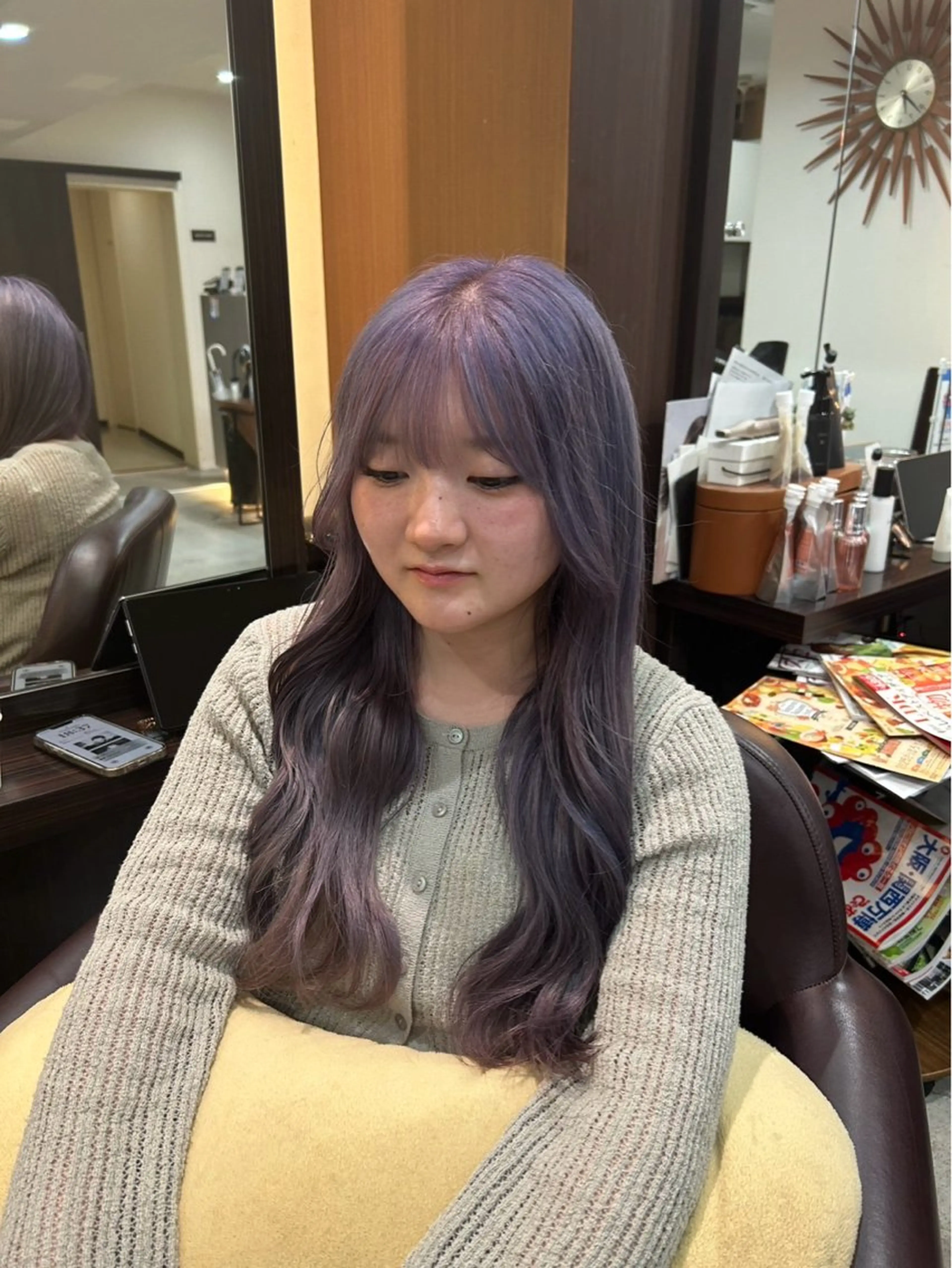 ロング カラー ブロンド ラベンダーカラー ピンクカラー ヘアカラー 坂本奈都美 🎀のヘアスタイル
