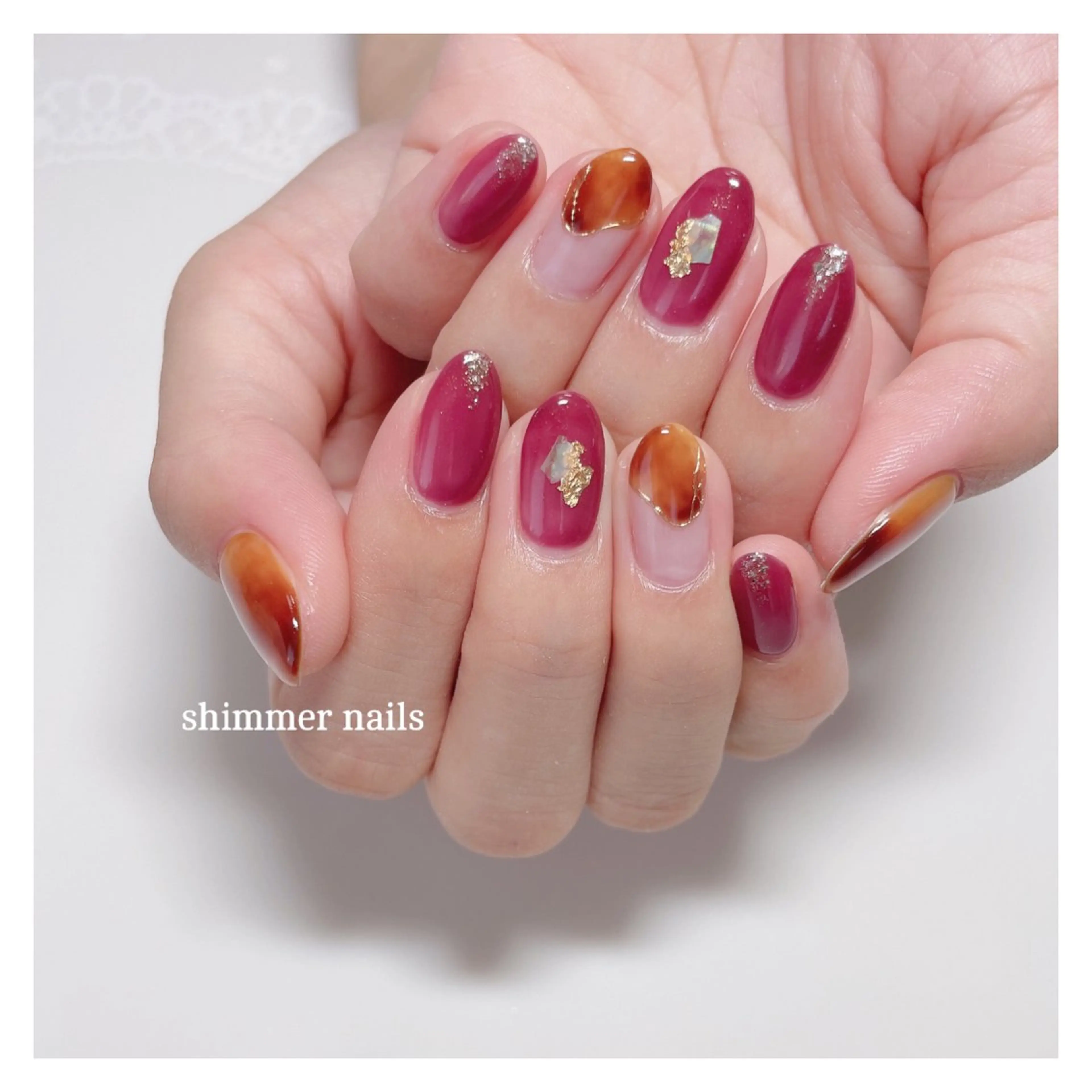 ネイル べっ甲ネイル shimmer nailsのネイルデザイン