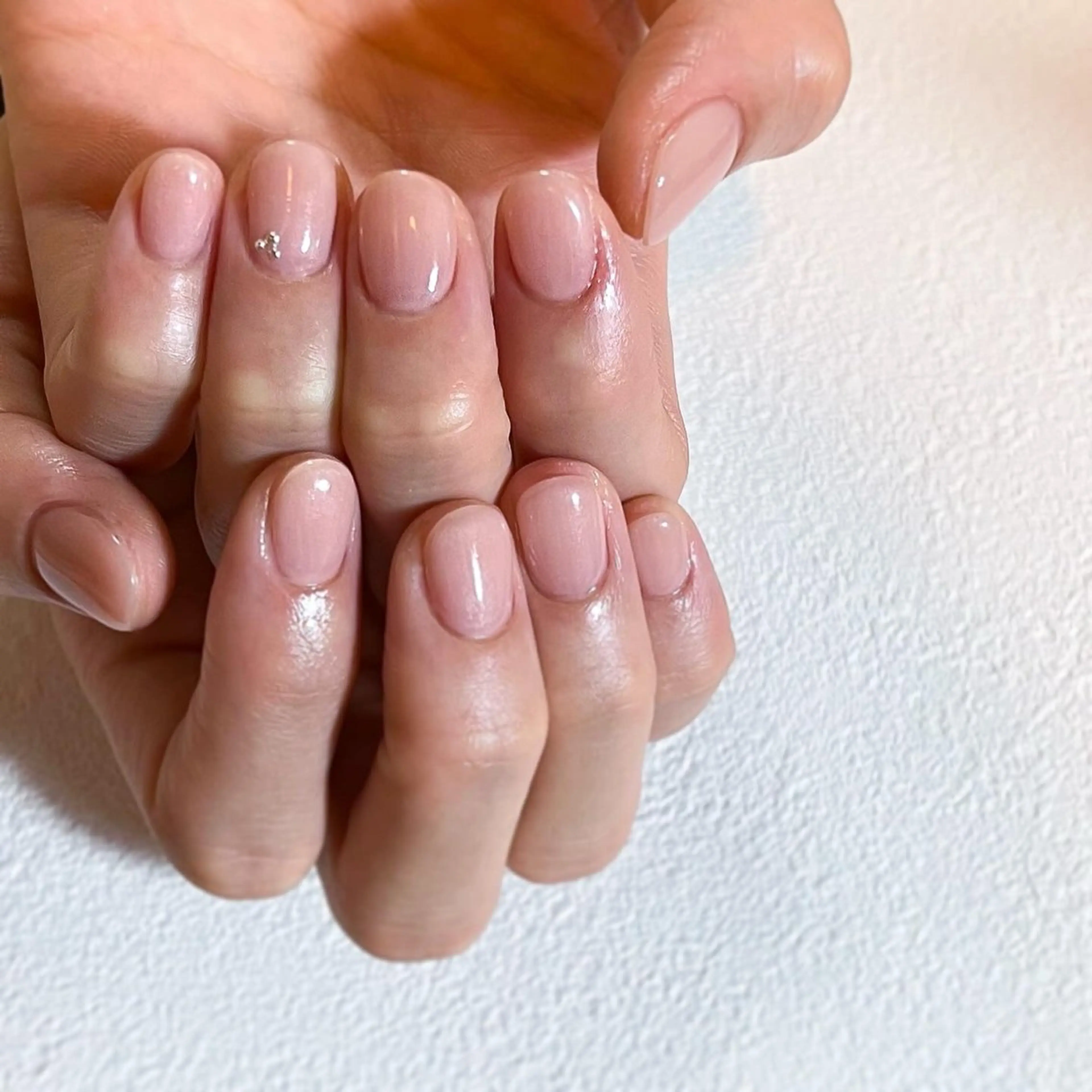 ネイル ピンク シンプルネイル 冬ネイル pointillé .ayaのネイルデザイン