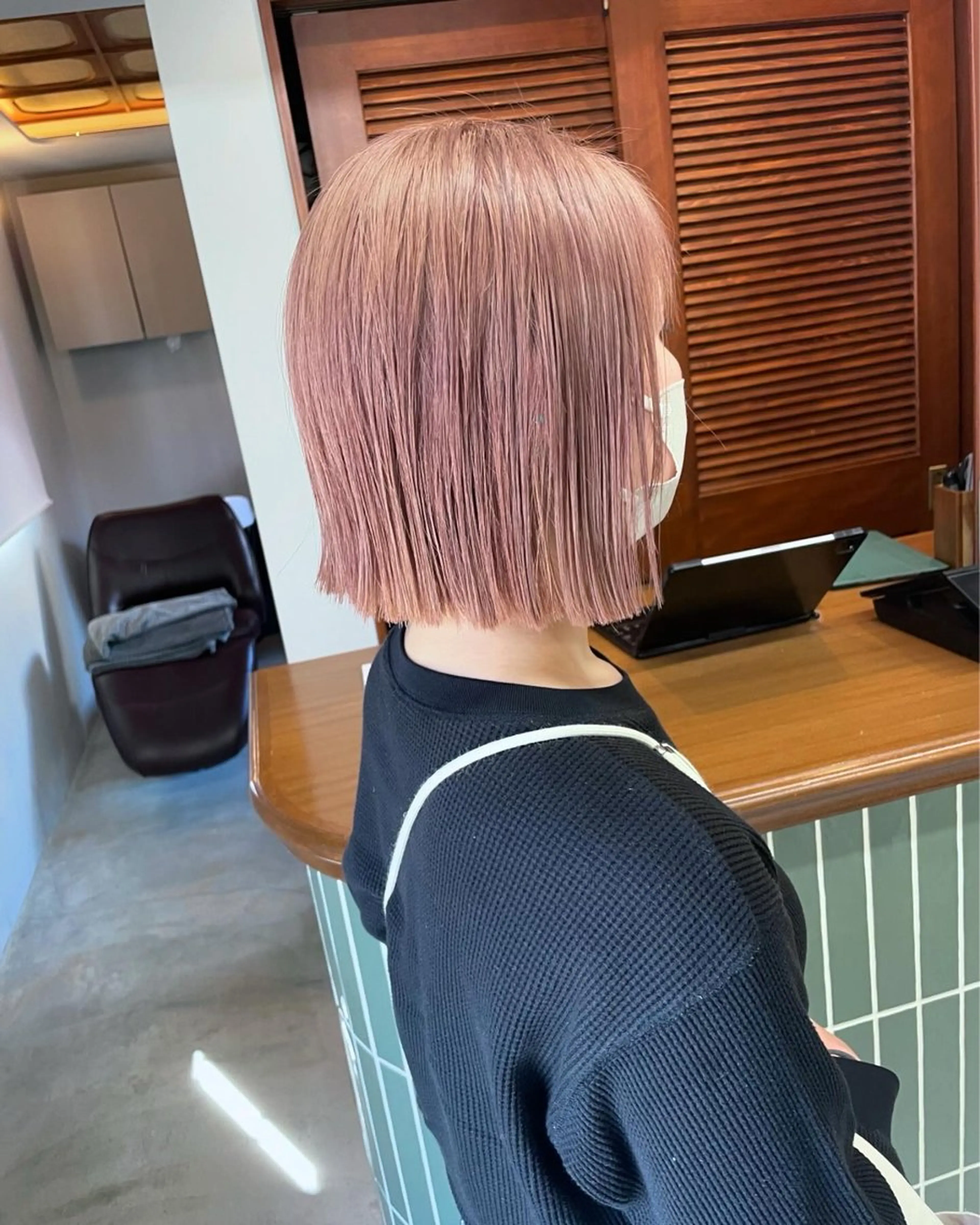 ショート カラー ベージュカラー ピンクカラー ピンクベージュ ボブ 五十嵐 雄毅のヘアスタイル