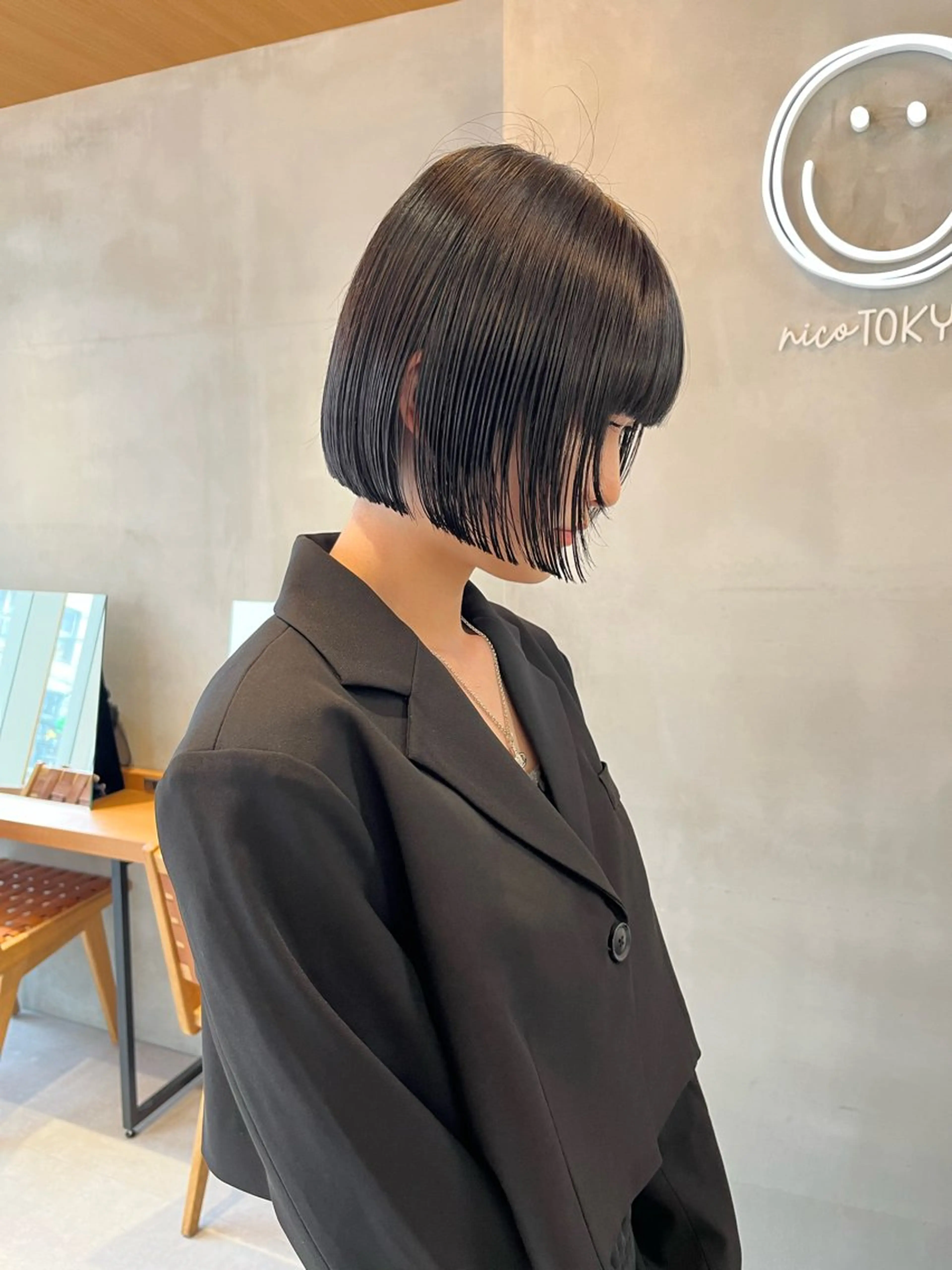 ミディアム カラー カット トリートメント 韓国ボブ＆顔まわり レイヤー♡TOMOEのヘアスタイル