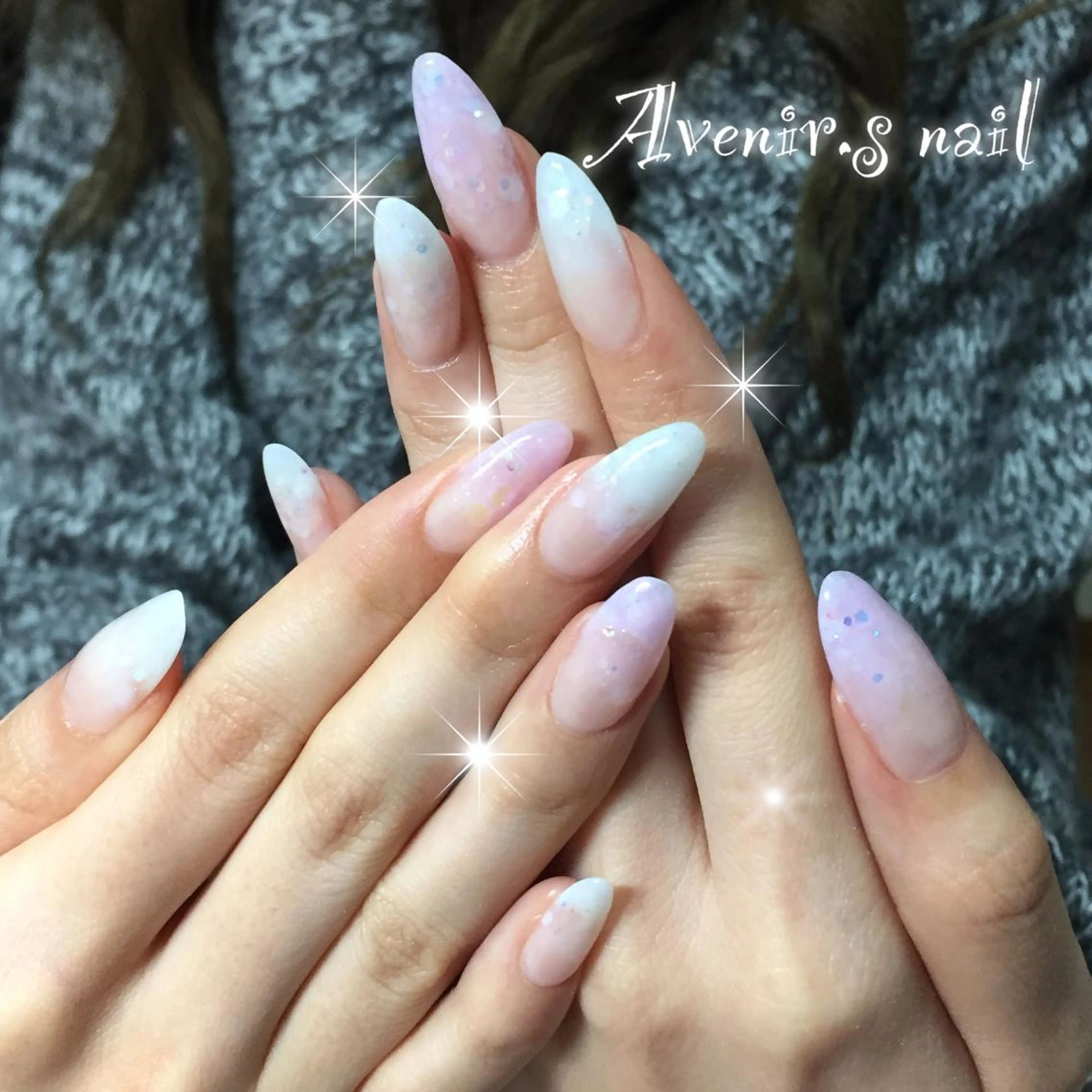 ネイル ラメ(グリッター) ラメグラデーション スカルプネイル Home Salon Avenir.のネイルデザイン