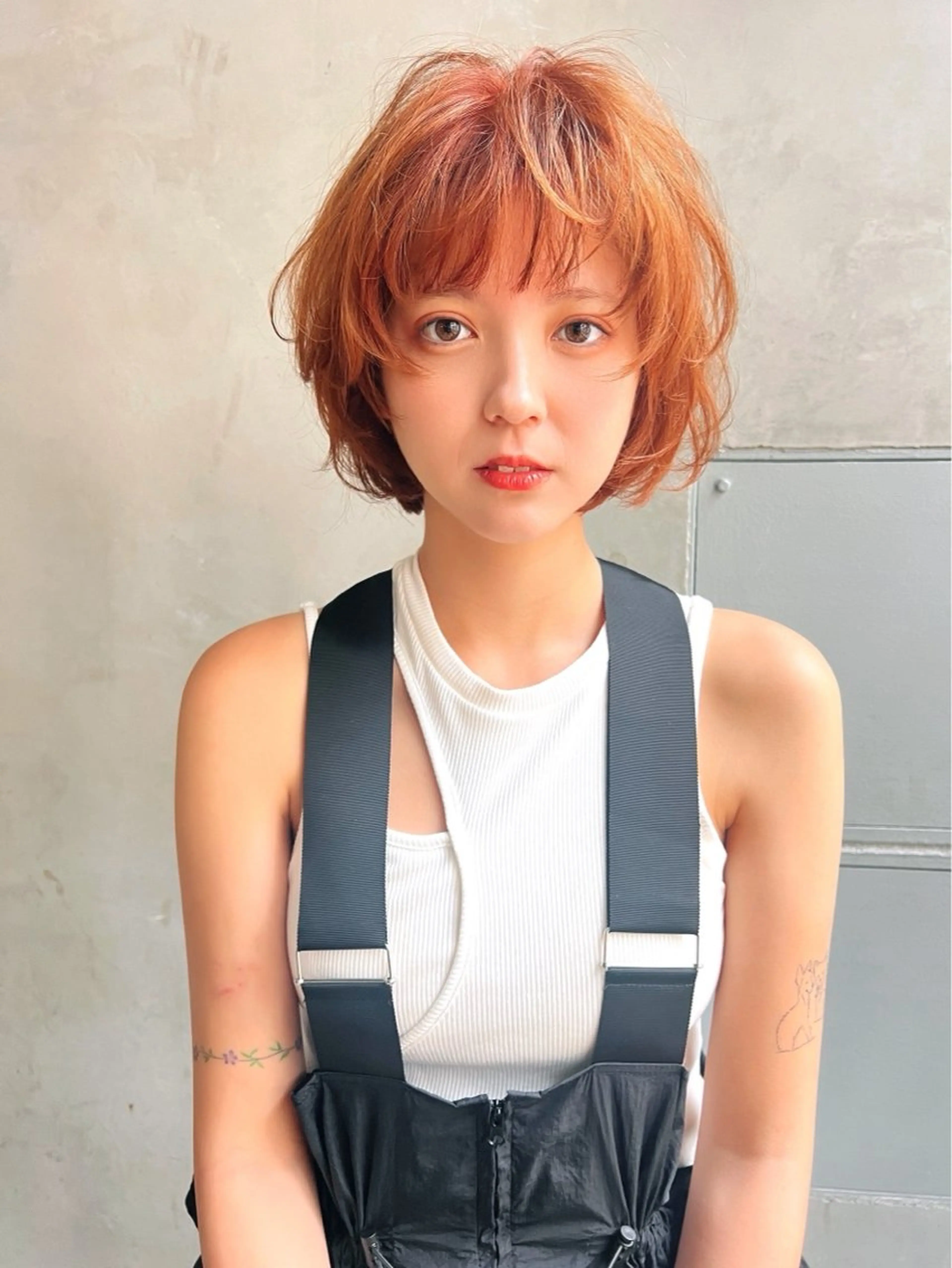 ショート カラー ブラウンカラー オレンジ オレンジブラウン MUSASHI ブリーチカラー◎のヘアスタイル