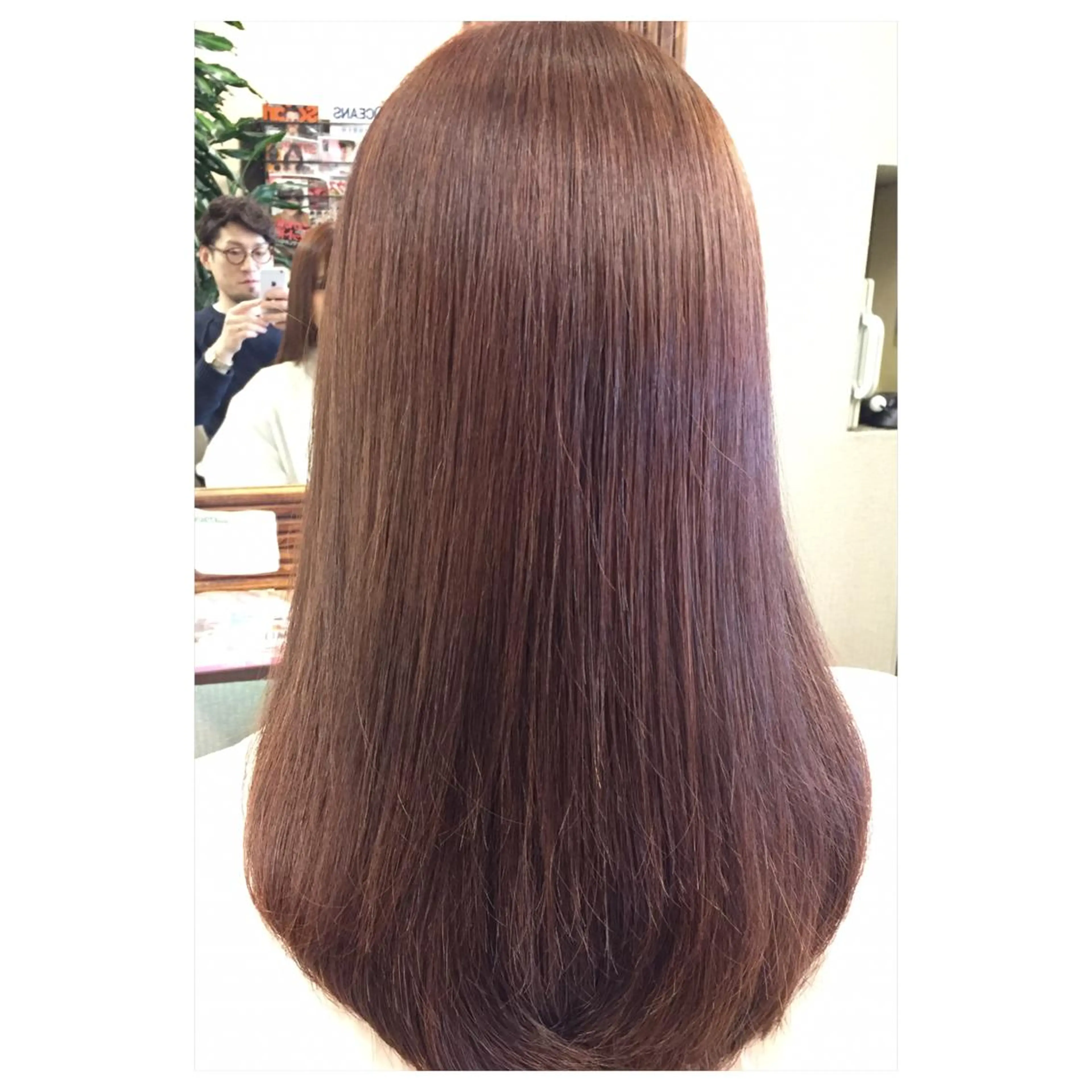 セミロング カラー オレンジ ピンクカラー パーソナルカラー診断 できます　木曽　主博のヘアスタイル