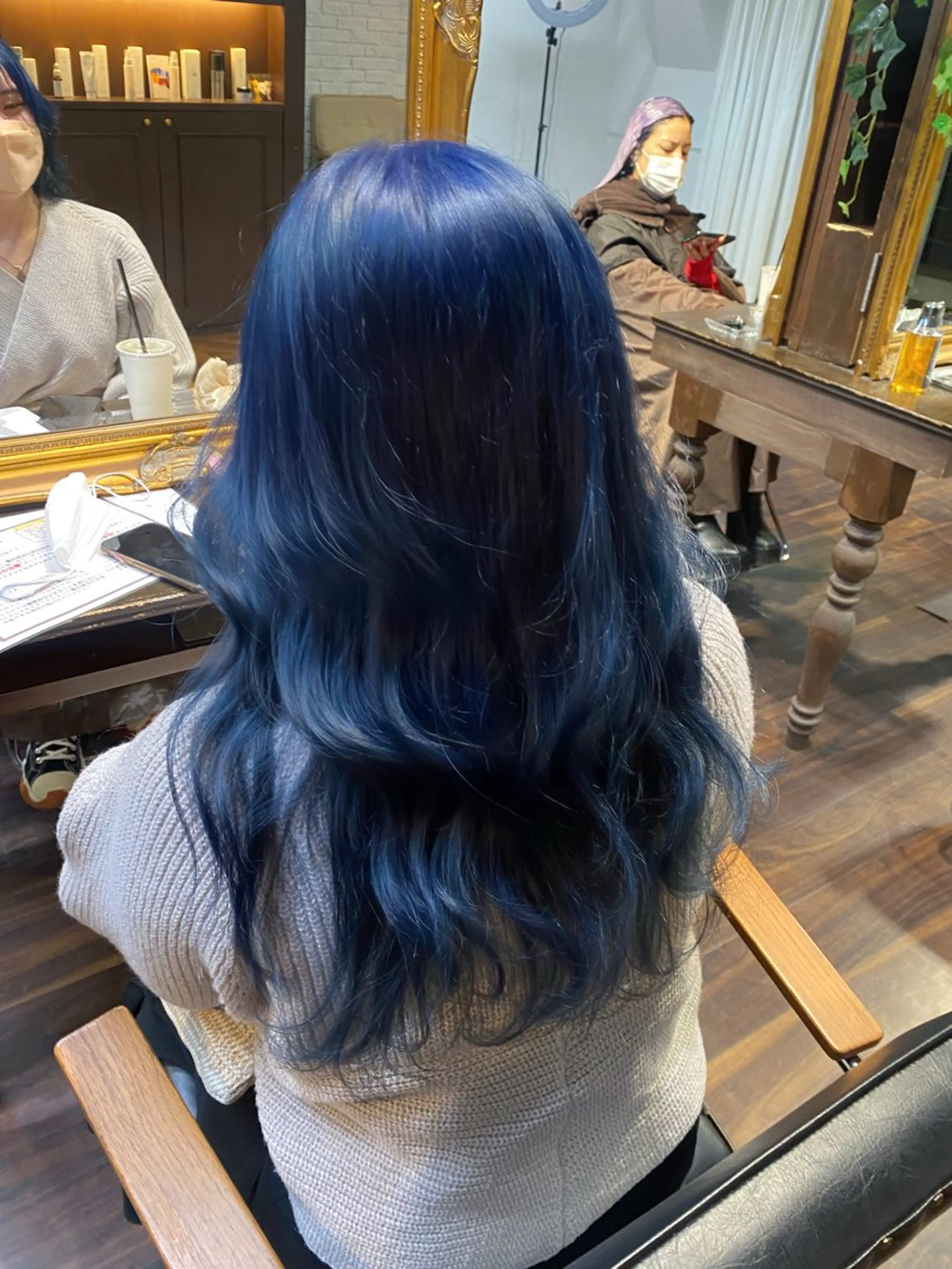 ロング カラー ネイビーカラー ヘアカラー デザインカラーハイト ーン/konomiのヘアスタイル