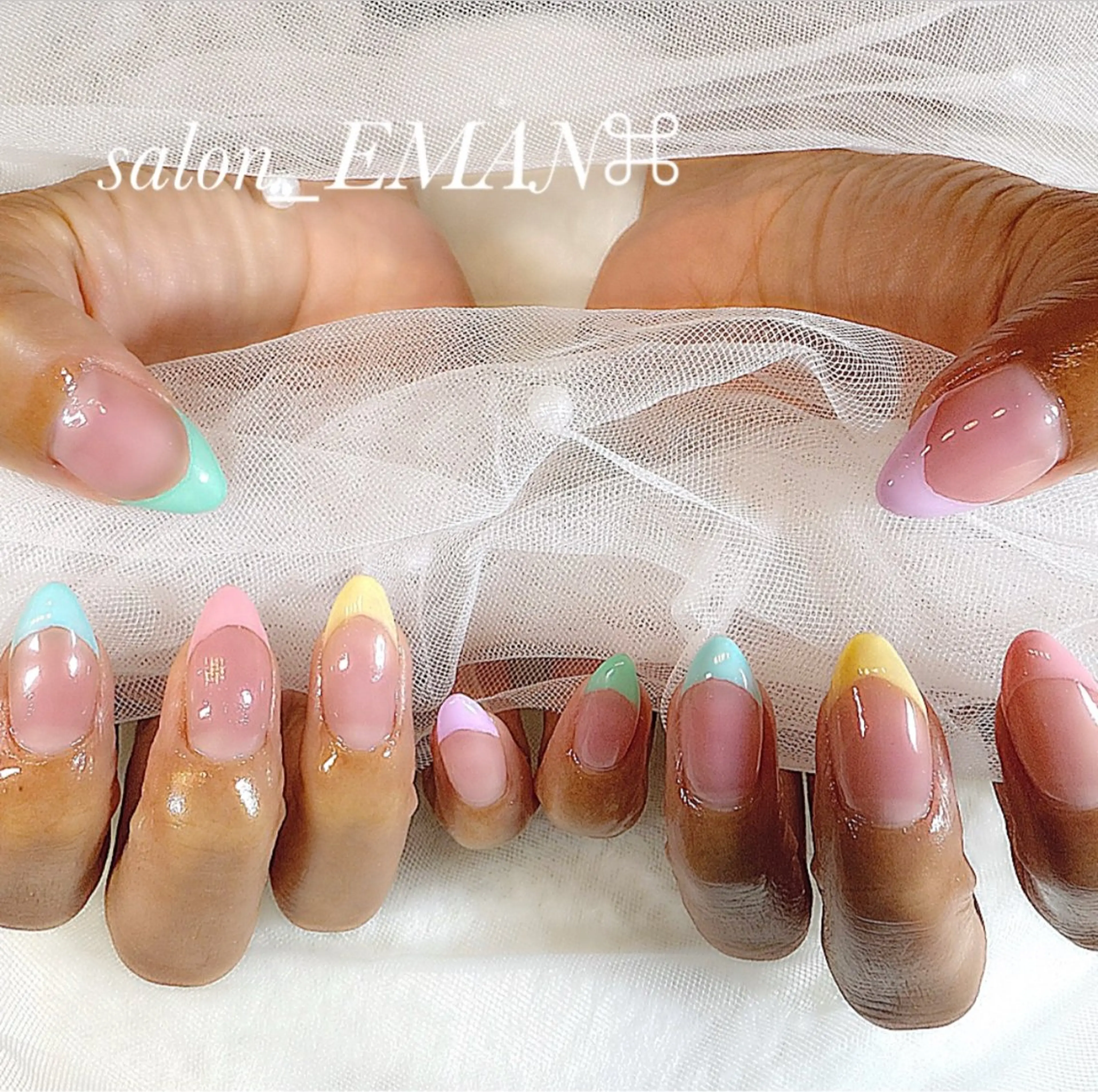 ネイル フットネイル フレンチネイル パステルネイル 夏ネイル ハンドネイル salon EMANのネイルデザイン