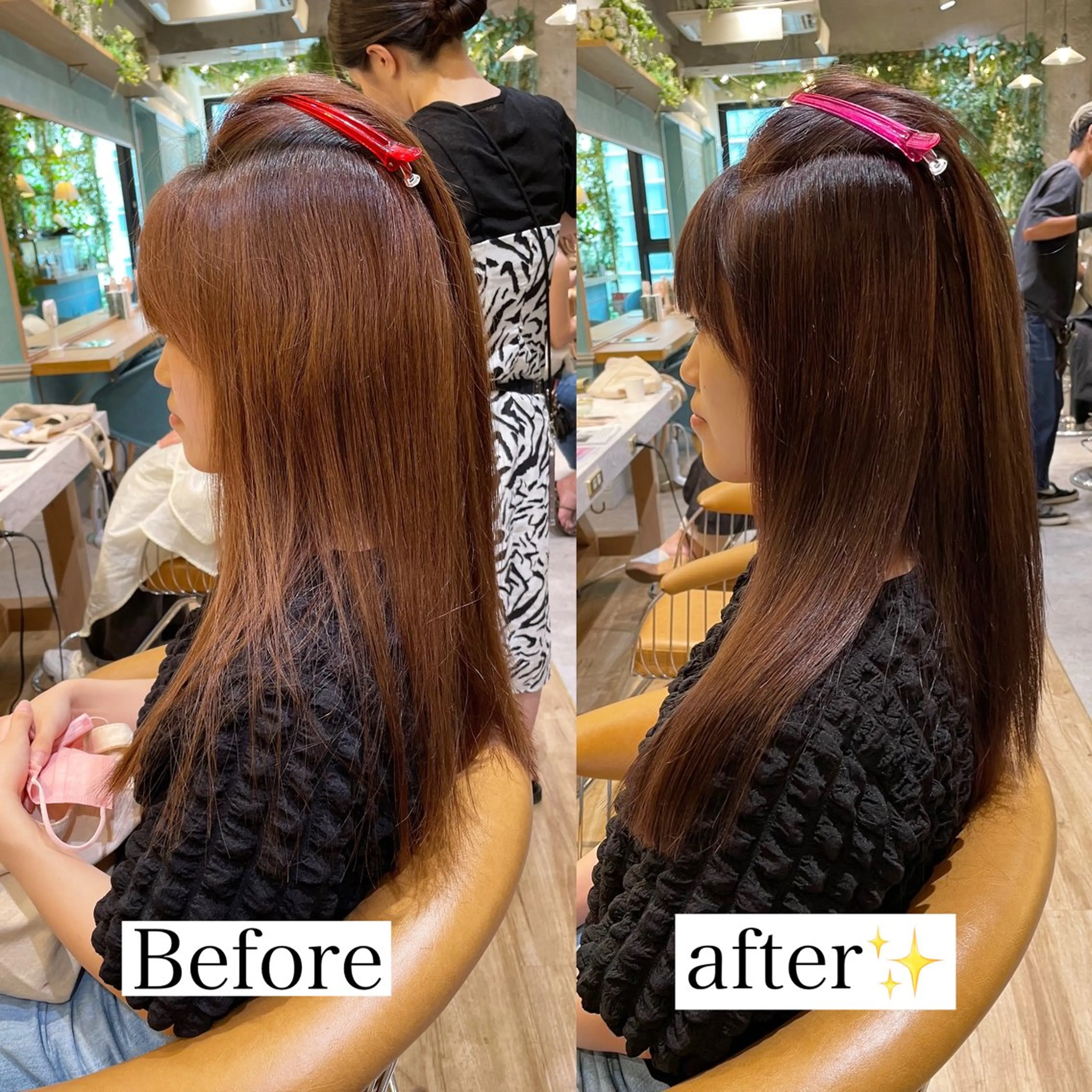 セミロング カット ヘアカラー 縮毛矯正 トリートメント 山本翔一郎 韓国顔周りレイヤーのヘアスタイル