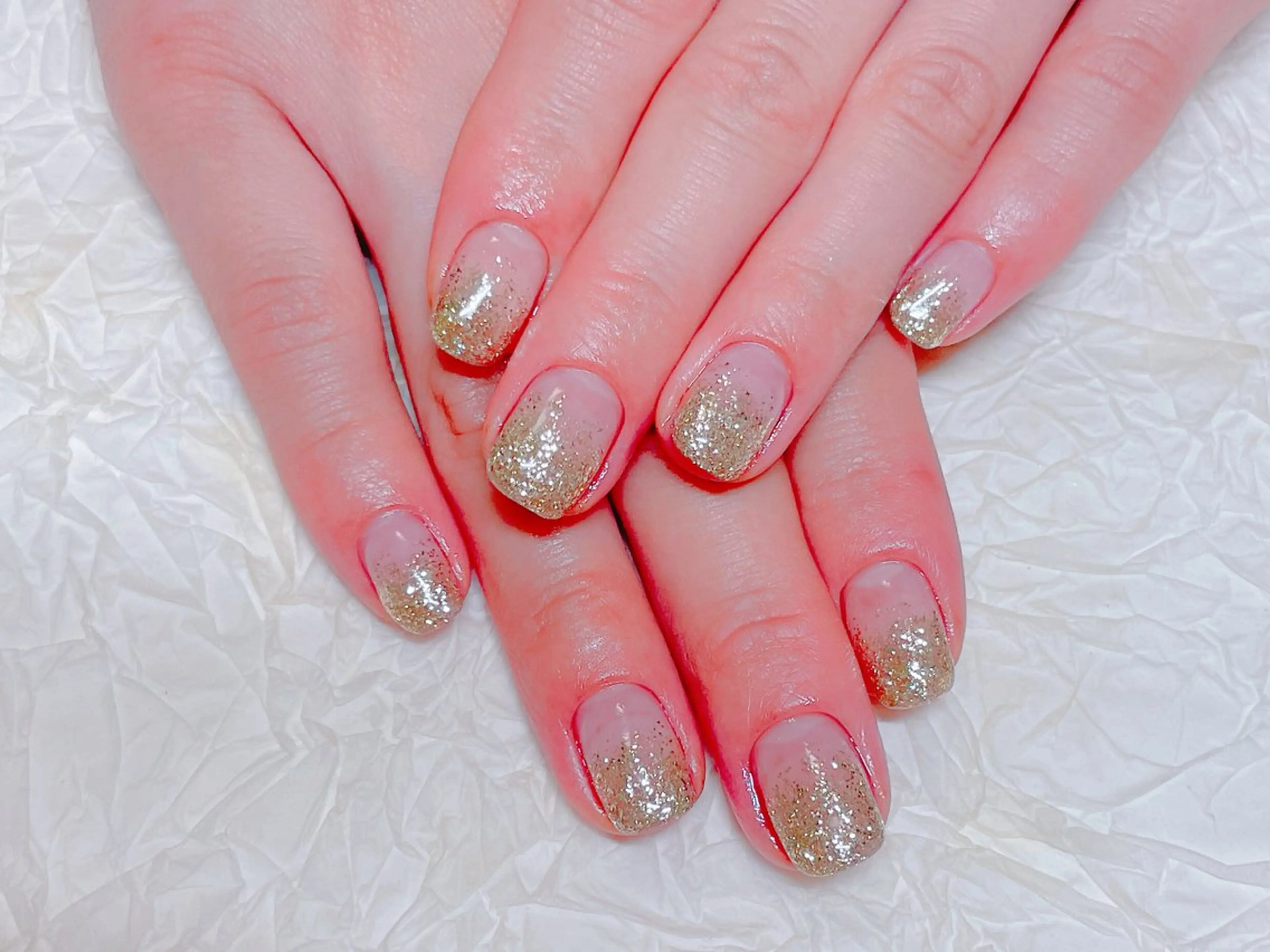 ネイル アートネイル チークネイル ジェルネイル グラデーション ラメ(グリッター) ハンドネイル ゆ か_Nails💫のネイルデザイン