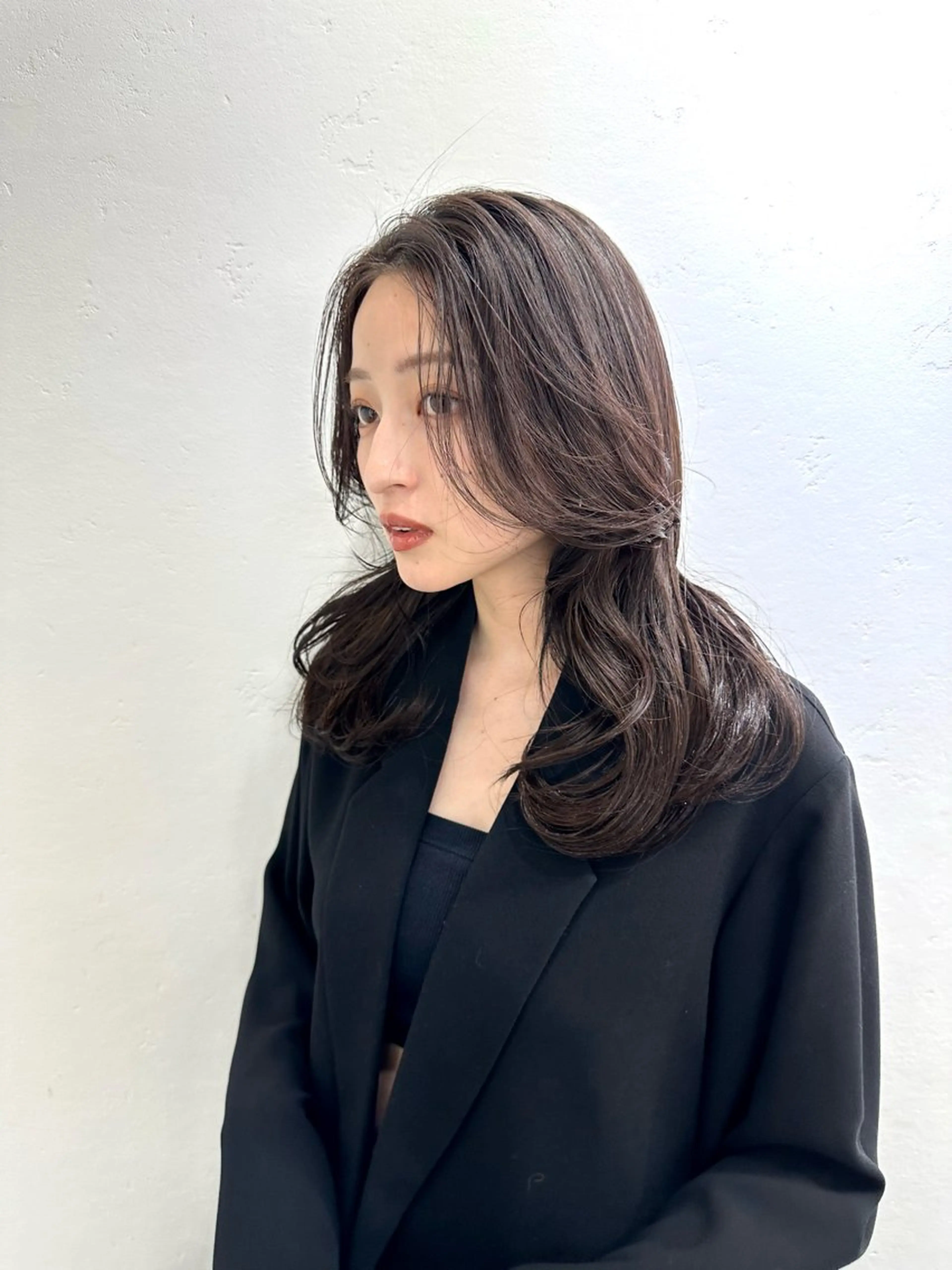 ロング カラー カット ヘアカラー トリートメント レイヤー 顔周り グレージュ/添田晃基のヘアスタイル