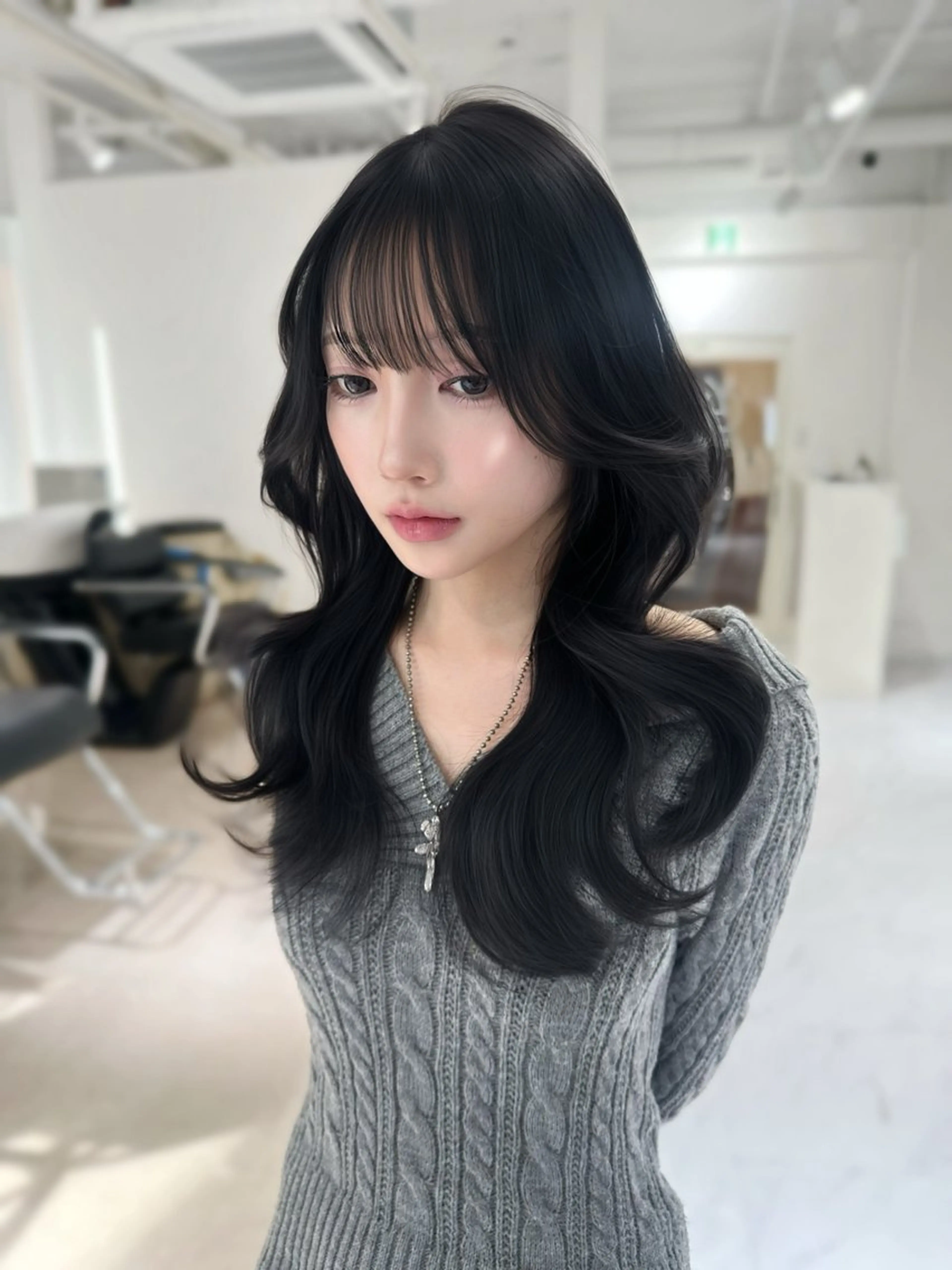 ロング カラー カット ヘアカラー 上野/韓国hair 🤍MOEKA🤍のヘアスタイル