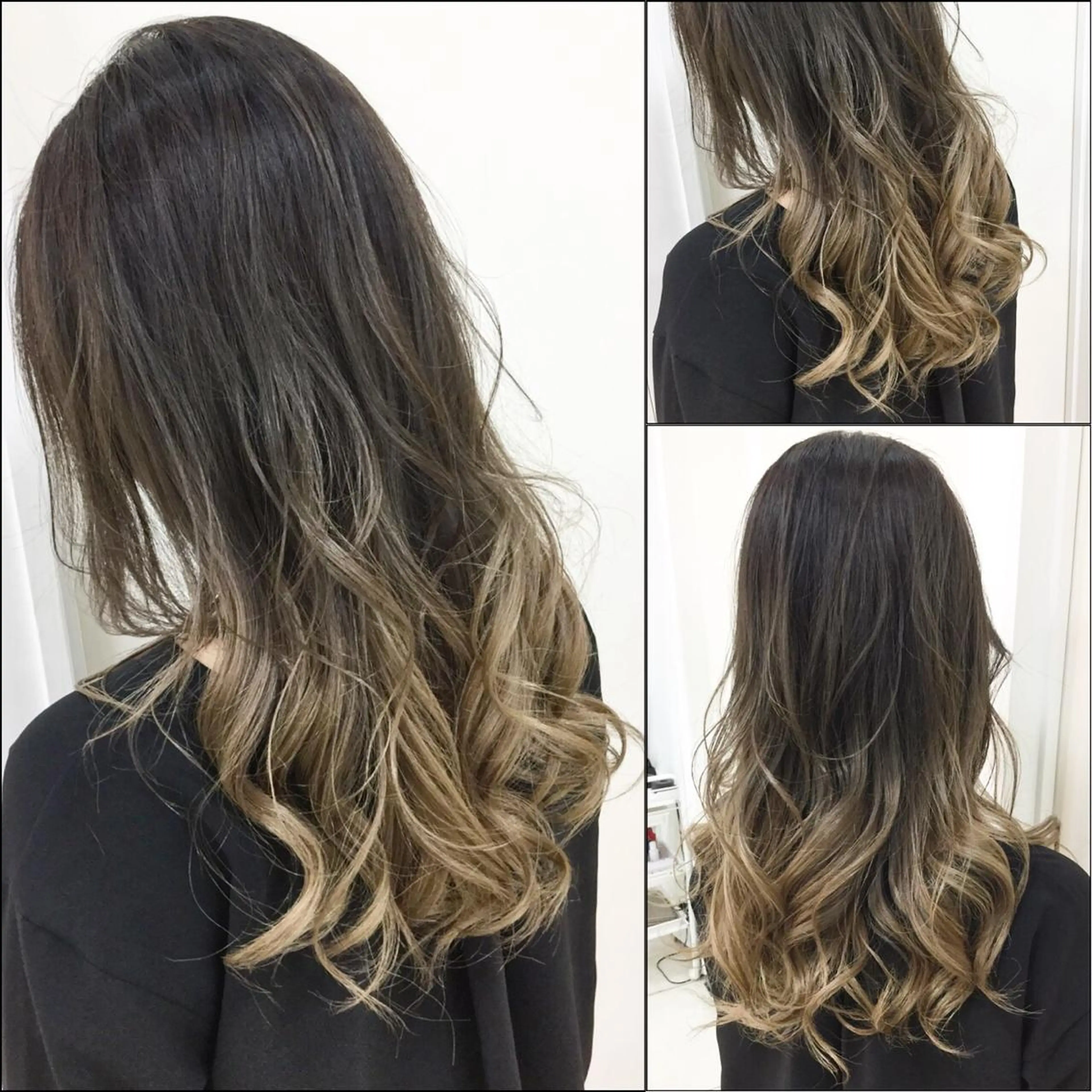 ロング カラー アッシュ バレイヤージュ 黒髪 ブリーチ グラデーションカラー Ash 山田 勇太のヘアスタイル
