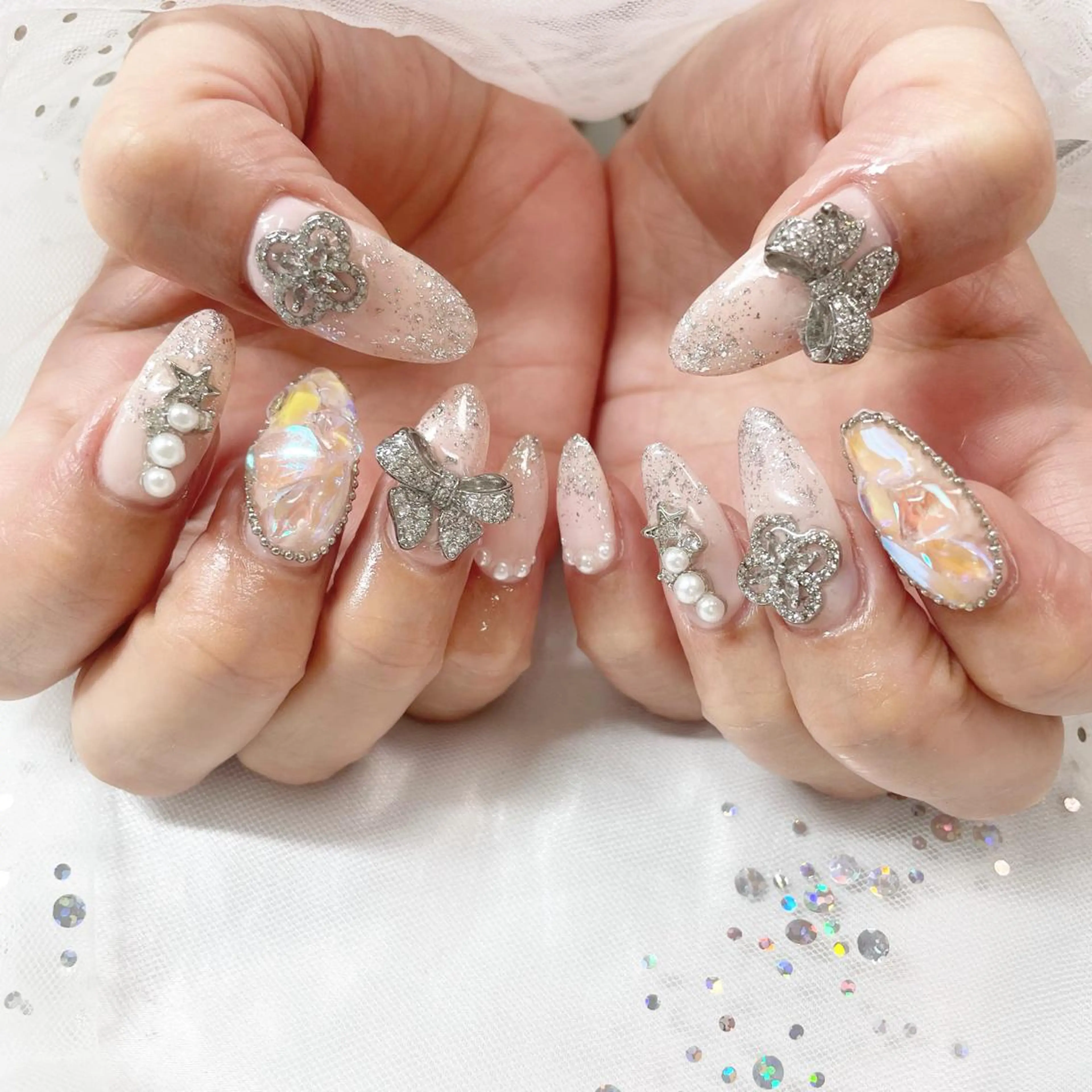 ネイル キラキラネイル ワンホンネイル ハンドネイル 🎀AYAKO 🎀中韓ネイルのネイルデザイン