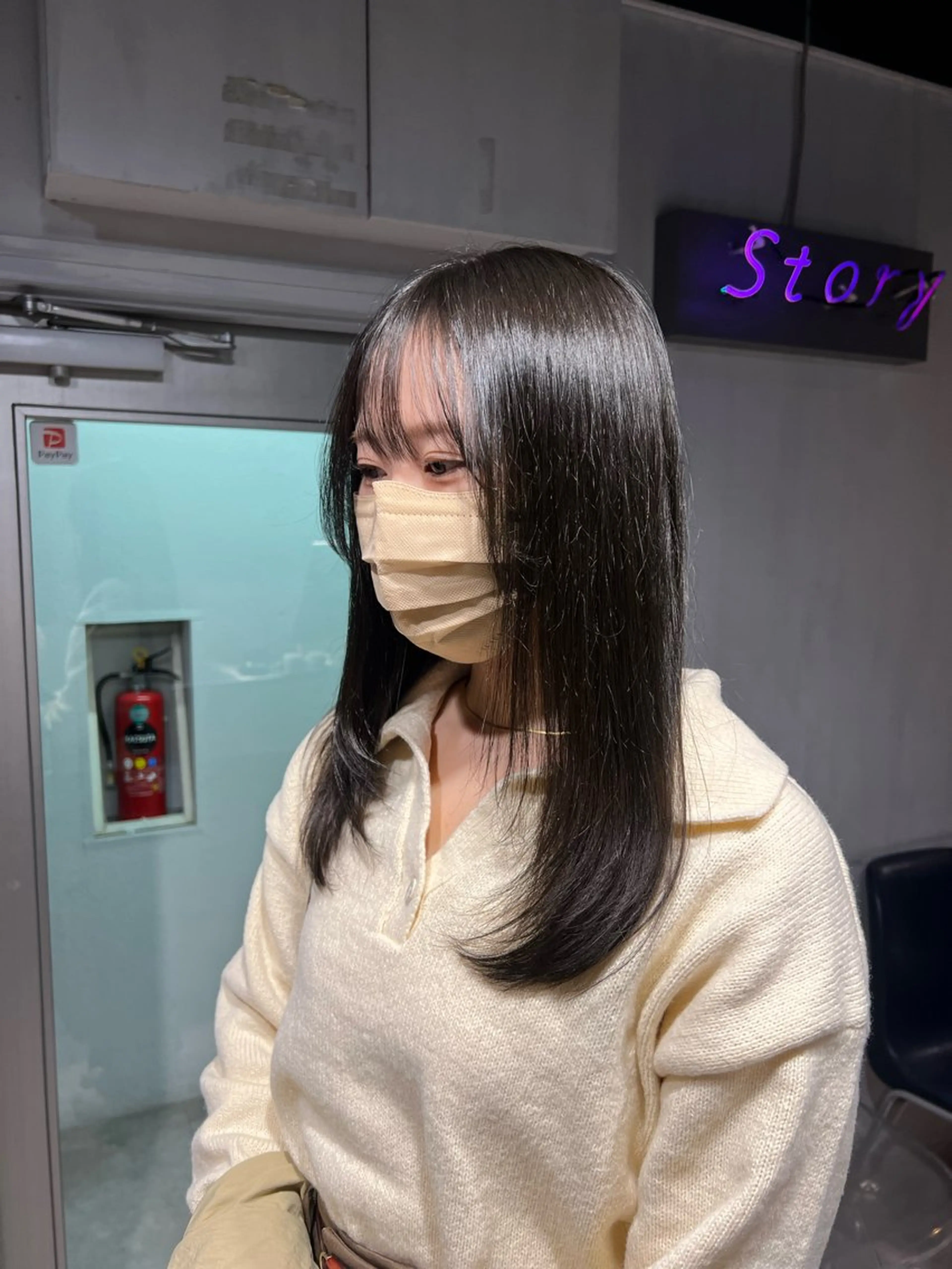 ロング カラー ブリーチ グレージュ オリーブカラー オリーブグレージュ オリーブグレー ヘアカラー トリートメント NANAMI🩵 大人可愛い韓国ヘアのヘアスタイル