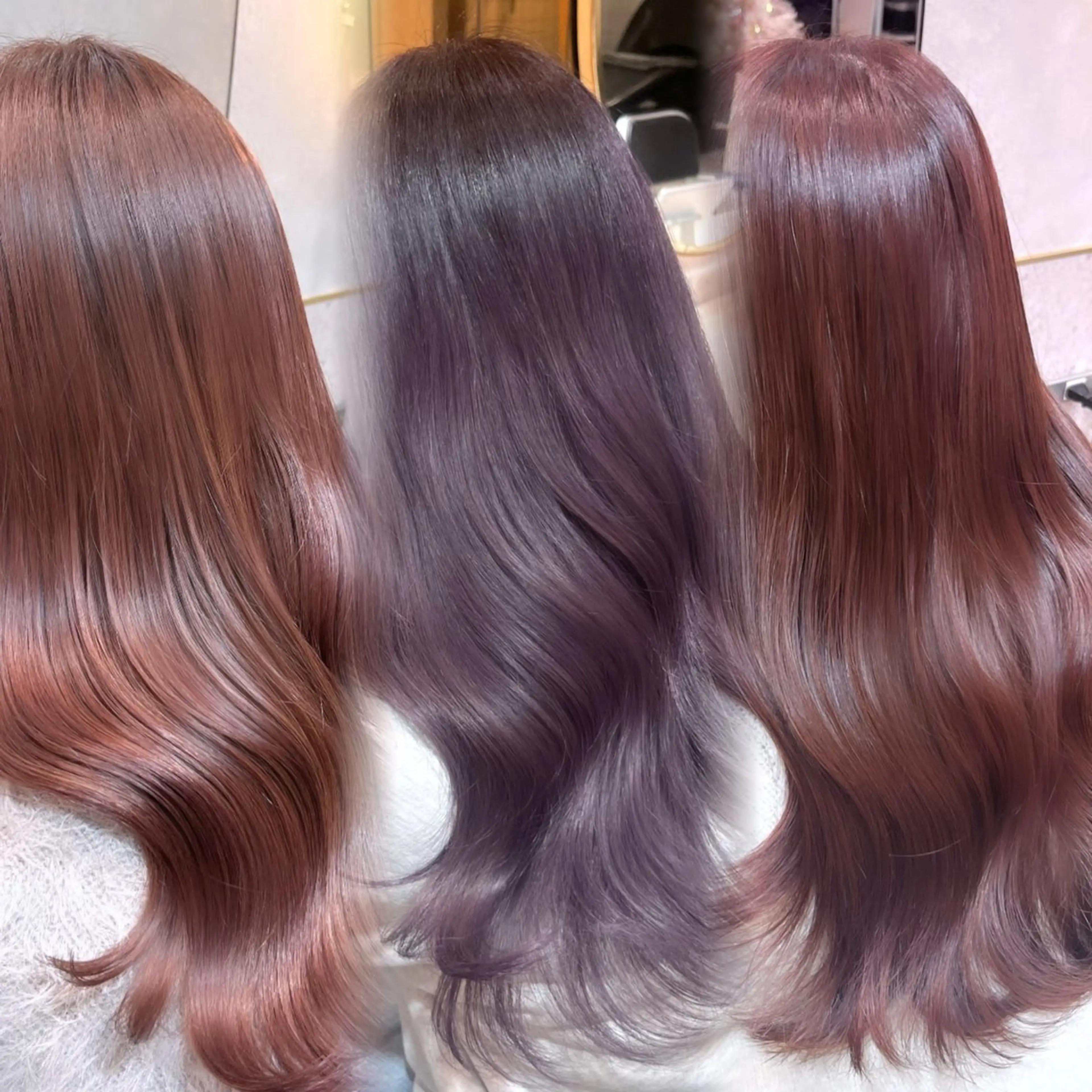 セミロング 髪質改善 ヘアカラー トリートメント 暖色カラー/新宿/韓 国風レイヤー鮫島志穂のヘアスタイル