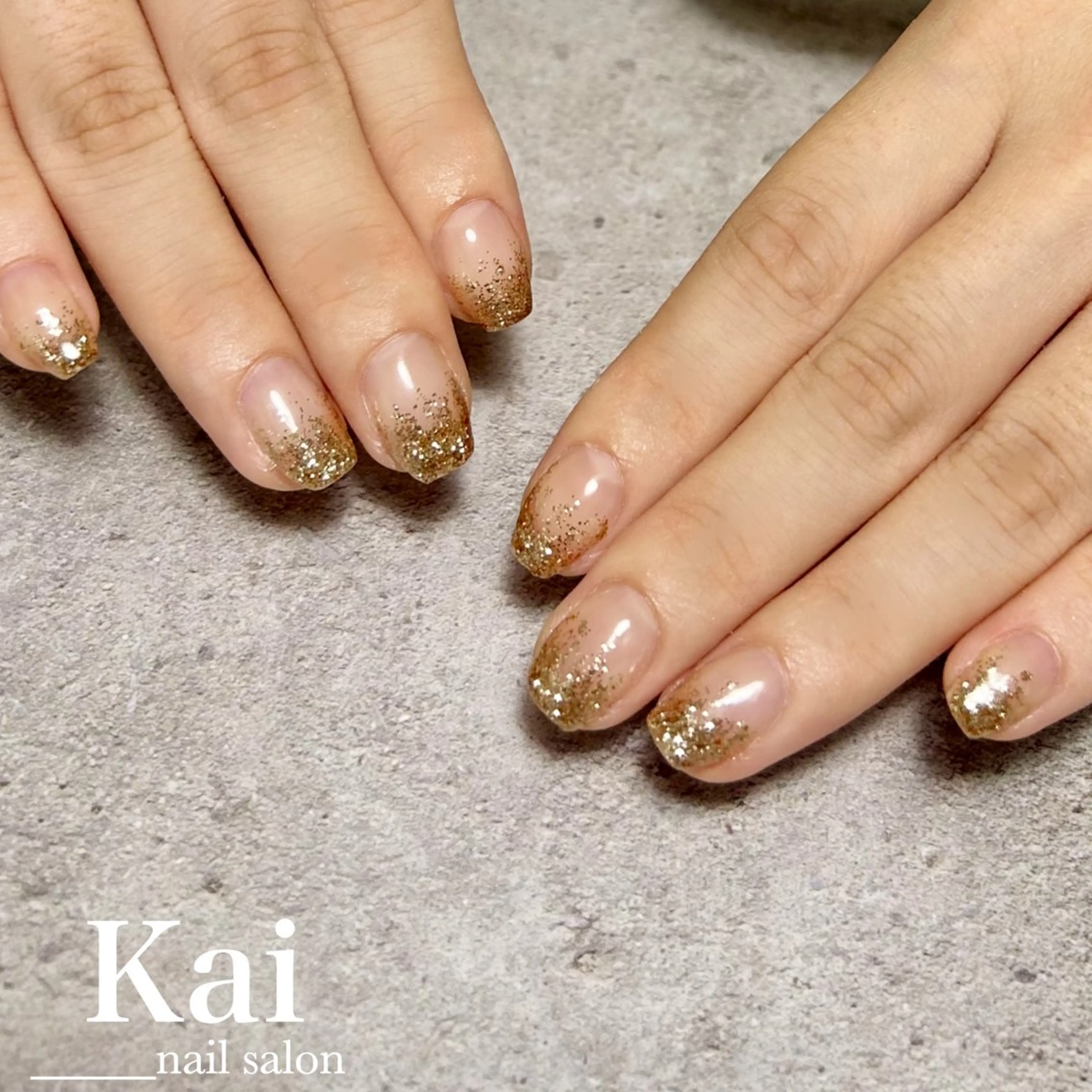 ネイル クリアネイル フレンチネイル ゴールド グラデーション 韓国ネイル ハンドネイル Kai  nail Mayukoのネイルデザイン