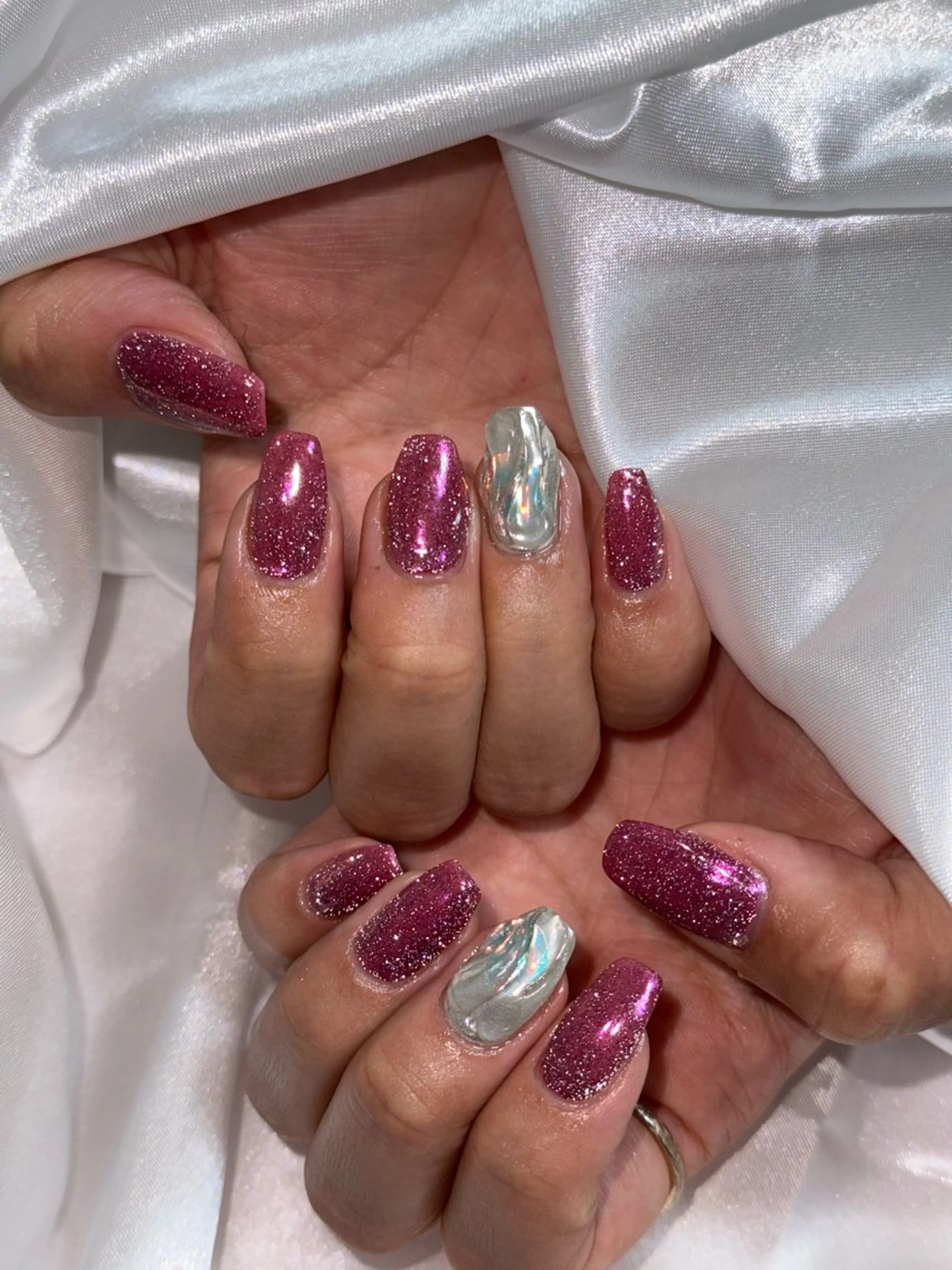ネイル フラッシュネイル ジェルネイル 氷ネイル・うるうるネイル キラキラネイル ミラーネイル ハンドネイル flowers nailのネイルデザイン