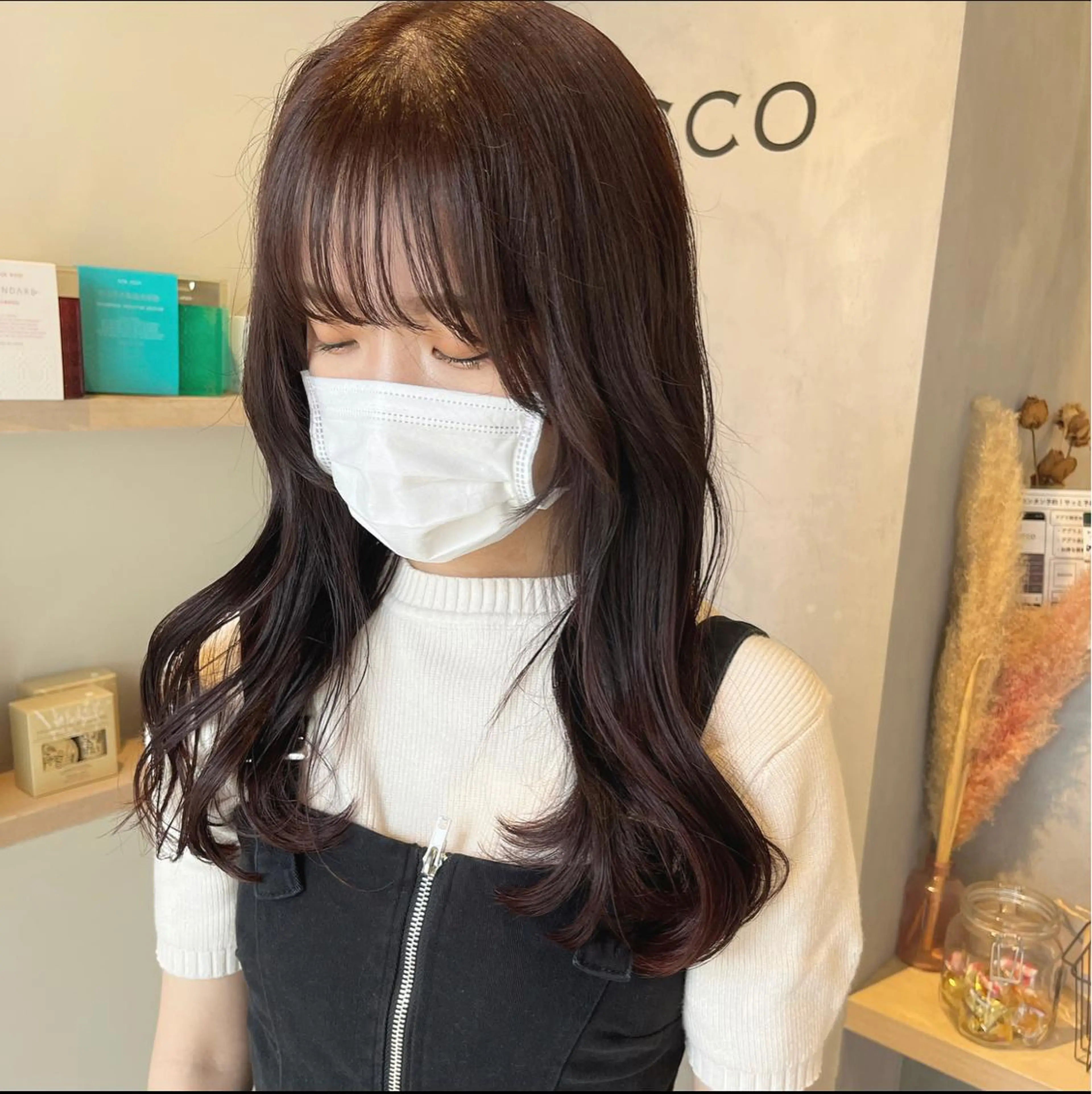 ロング カラー ブラウンカラー ピンクカラー ピンクブラウン カット ヘアカラー mai ROCCOのヘアスタイル