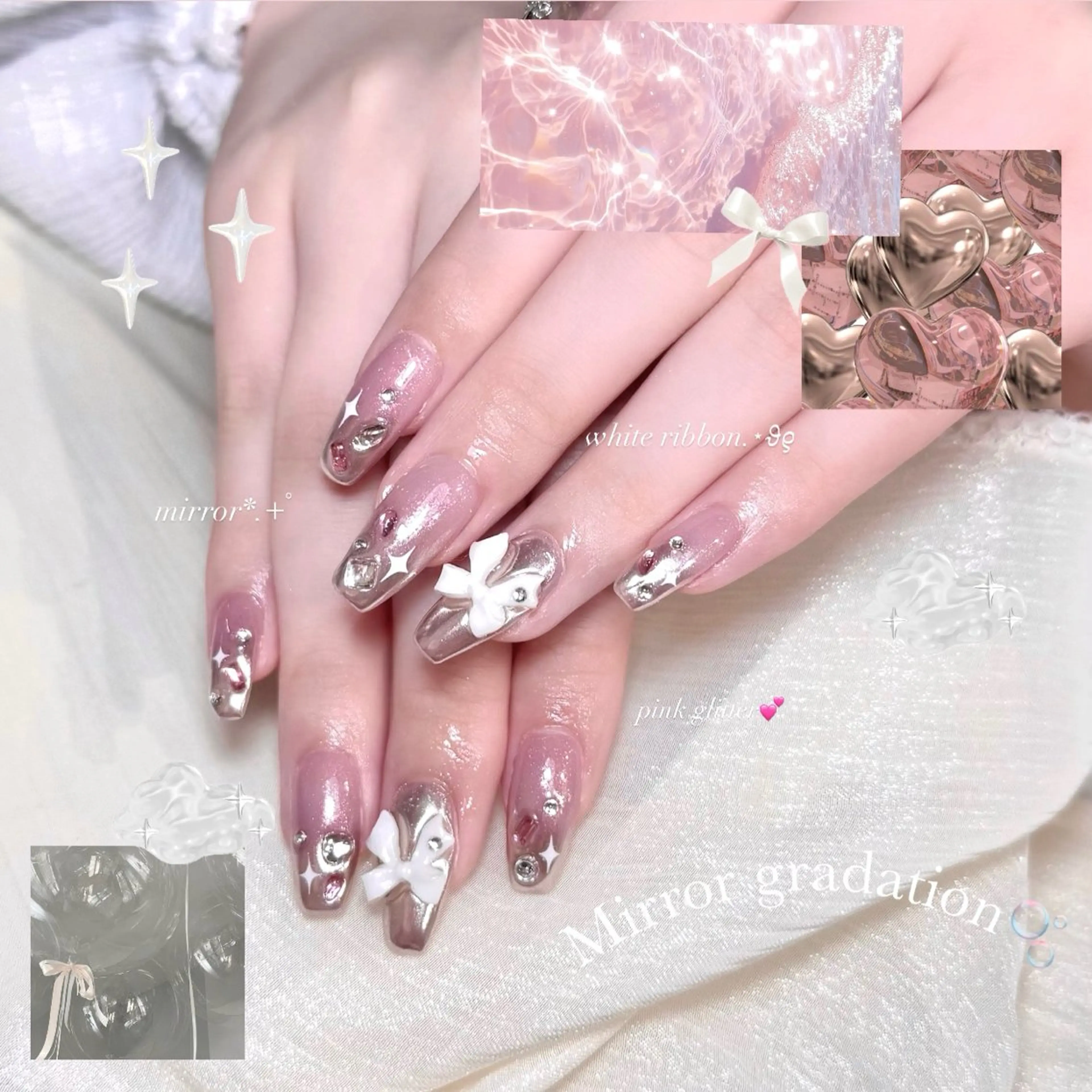 ネイル グラデーション ミラーネイル ピンク ハンドネイル 🎀mahiro🎀 #モテ爪のネイルデザイン