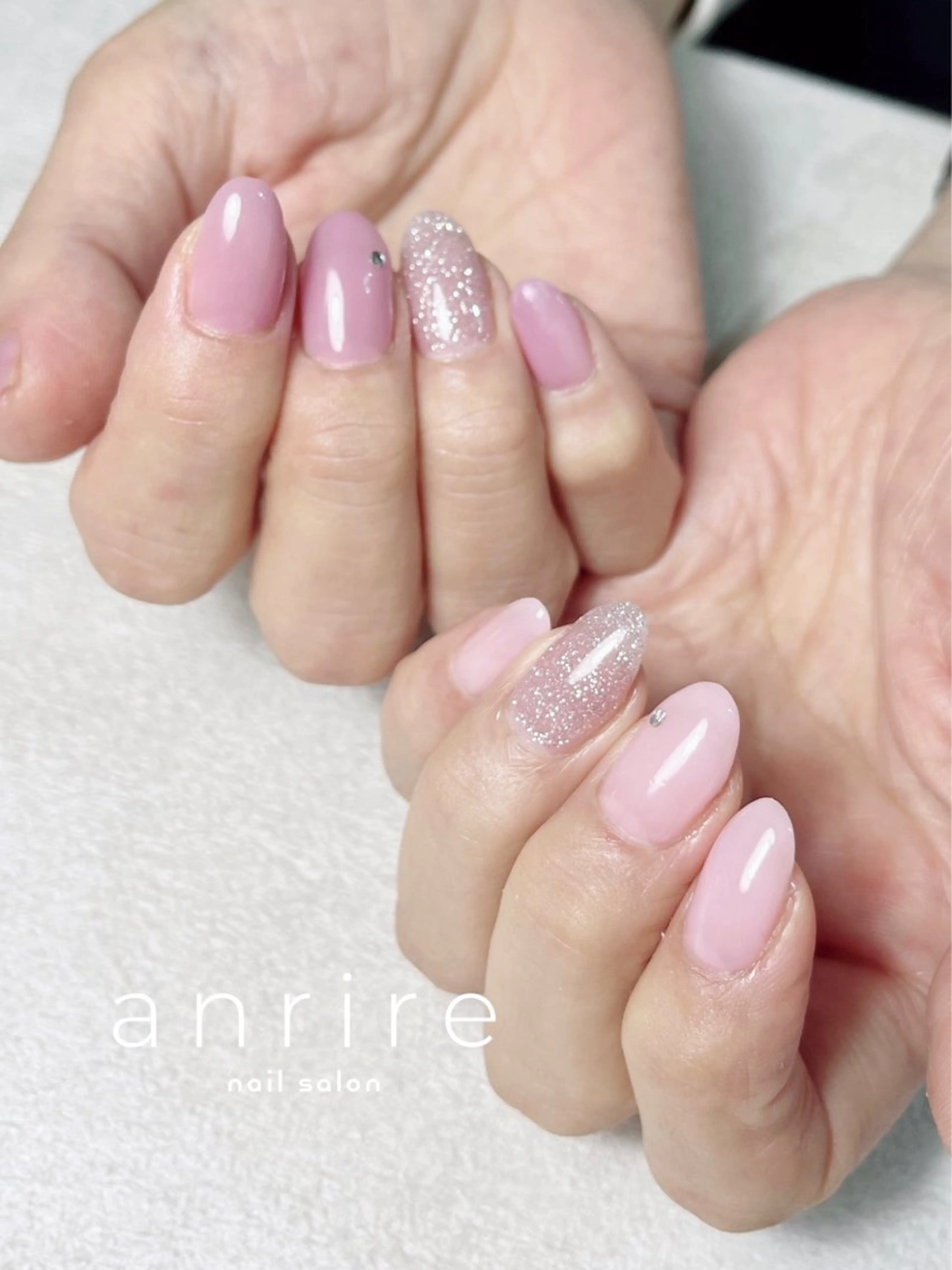 ネイル フラッシュネイル ジェルネイル キラキラネイル パラジェル パープル ハンドネイル nail salon anrire〜アンリール〜所属・nailsalon anrireのネイルデザイン