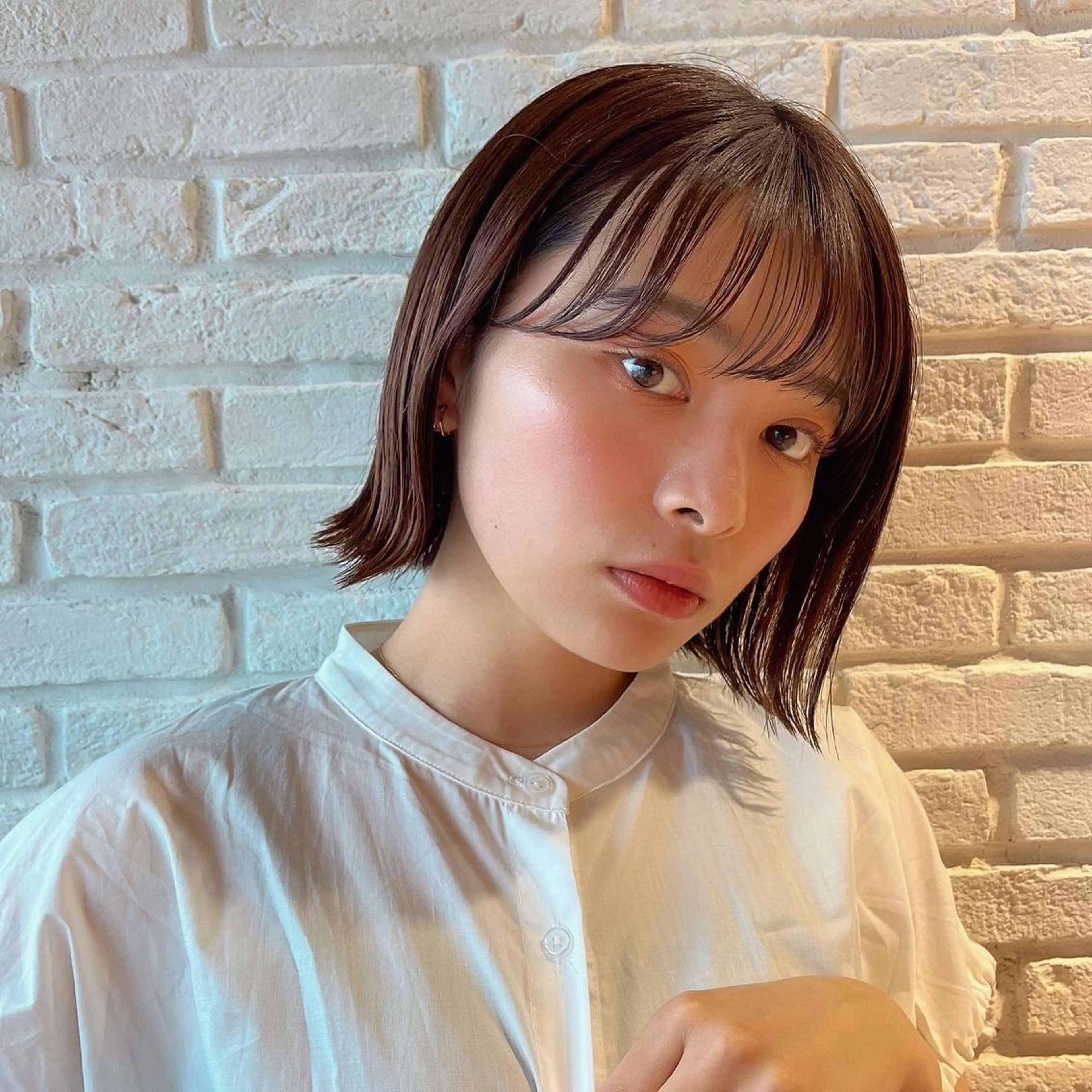 ショート オレンジブラウン ピンクブラウン ボブ 顔周りカット ハイライト ヘアカラー トリートメント 🌱ボブ/レイヤー/ ベージュ/あやみ✨のヘアスタイル
