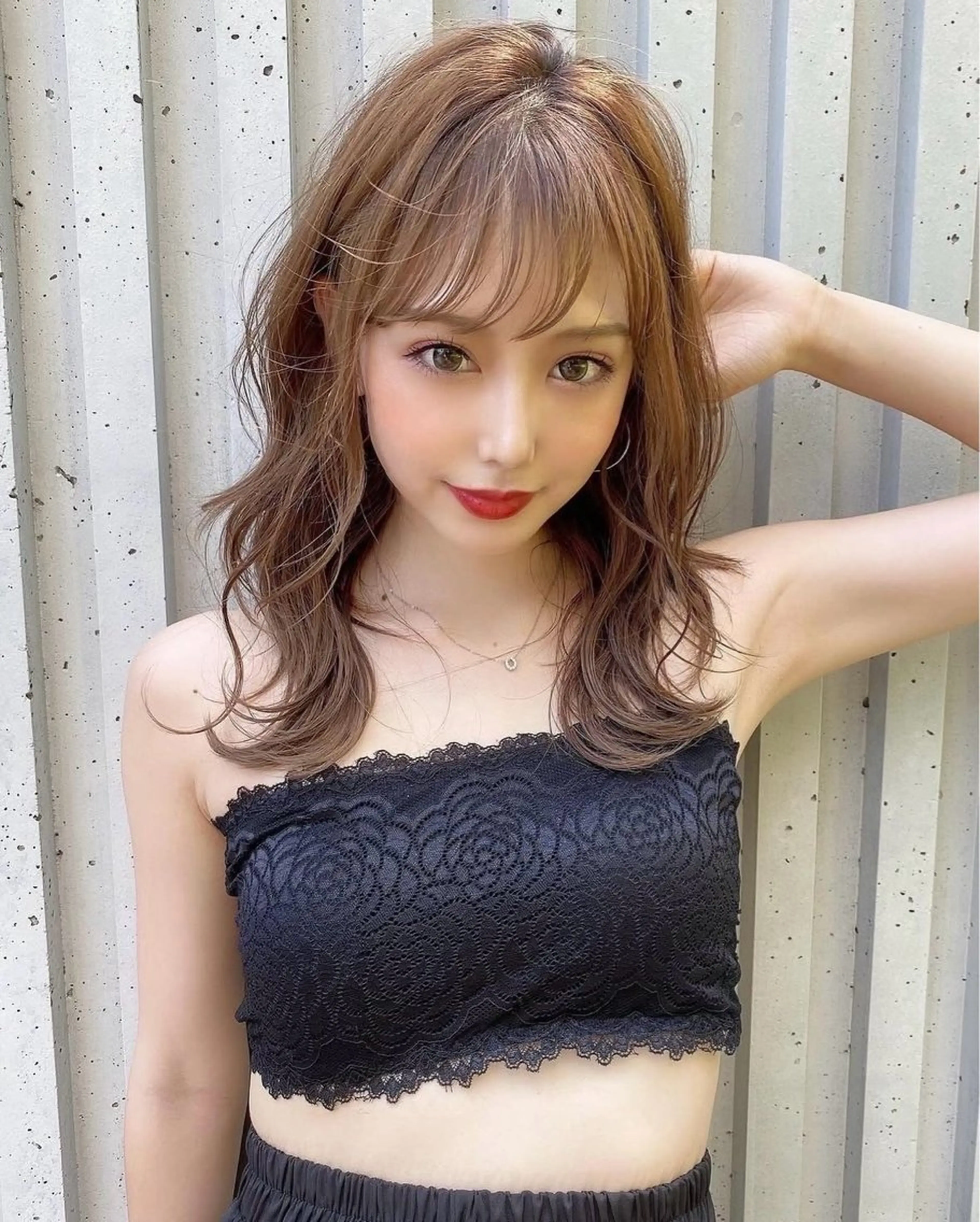 セミロング ヘアカラー トリートメント RINA/韓国ヘア/ 上品な艶カラーのヘアスタイル
