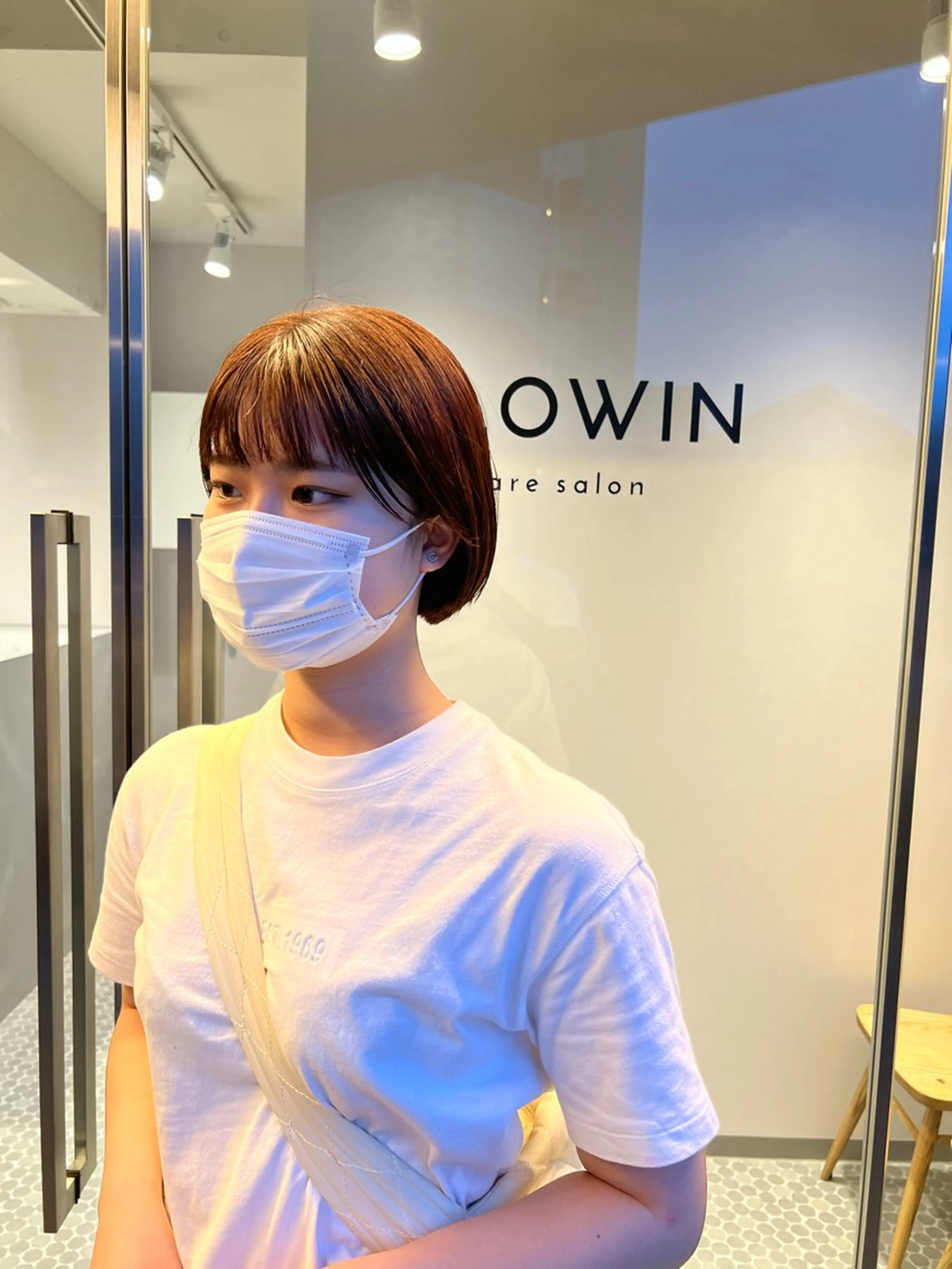 ショート カラー ブラウンカラー オレンジ オレンジブラウン ボブ カット ヘアカラー トリートメント 樋野 亮のヘアスタイル