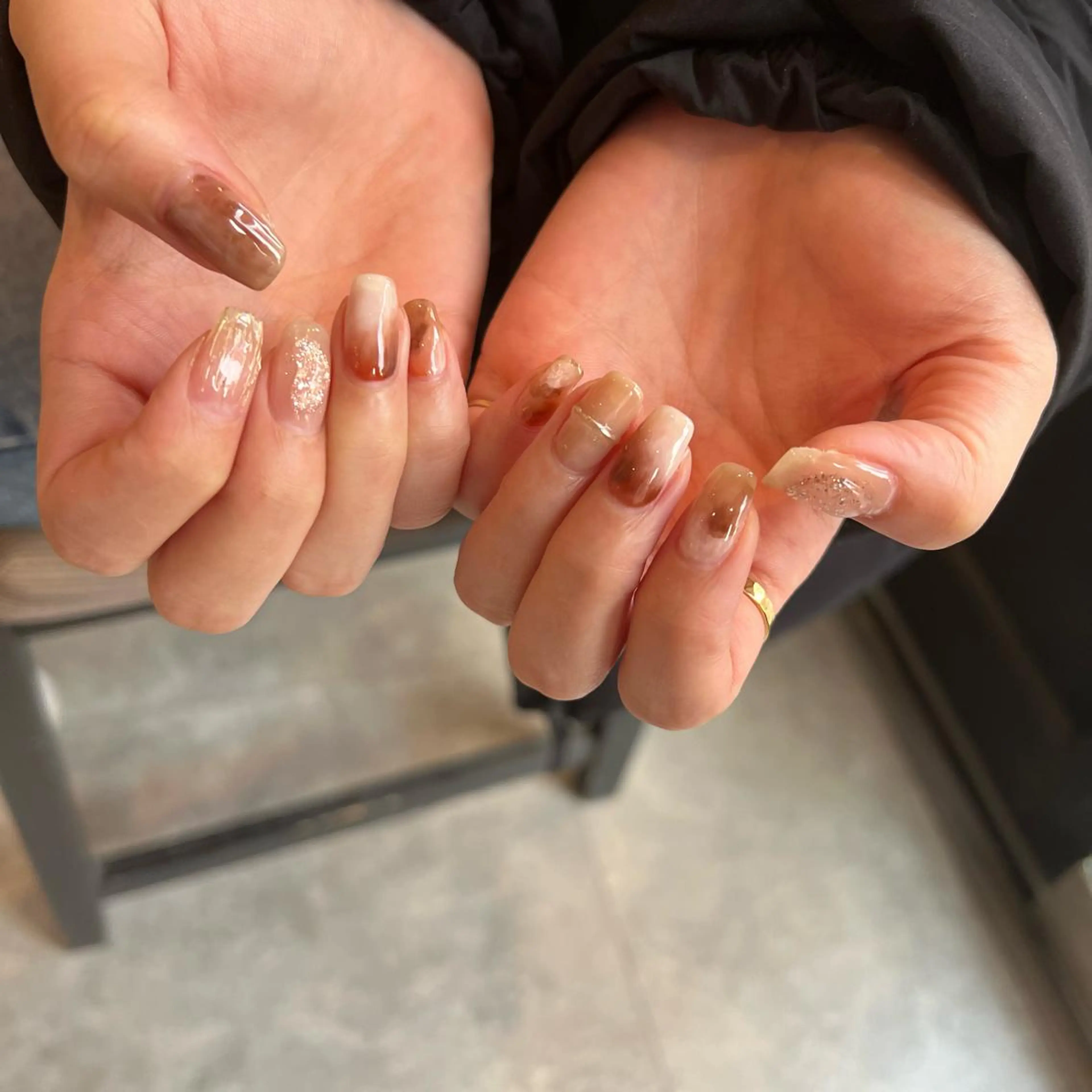 ネイル クリアネイル ミラーネイル ニュアンスネイル sode shioriのネイルデザイン