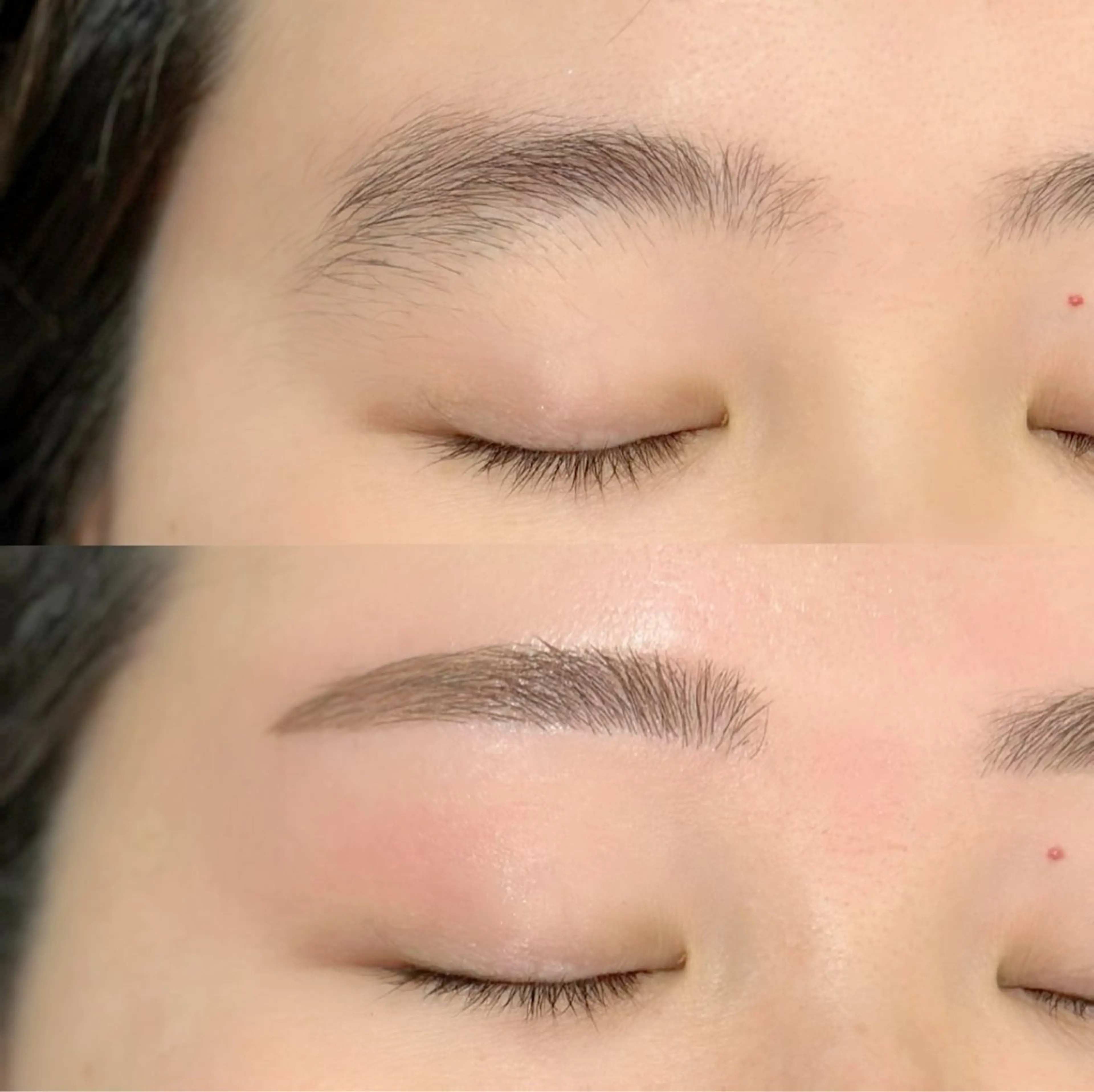 痛みを軽減した眉毛ワックスの写真